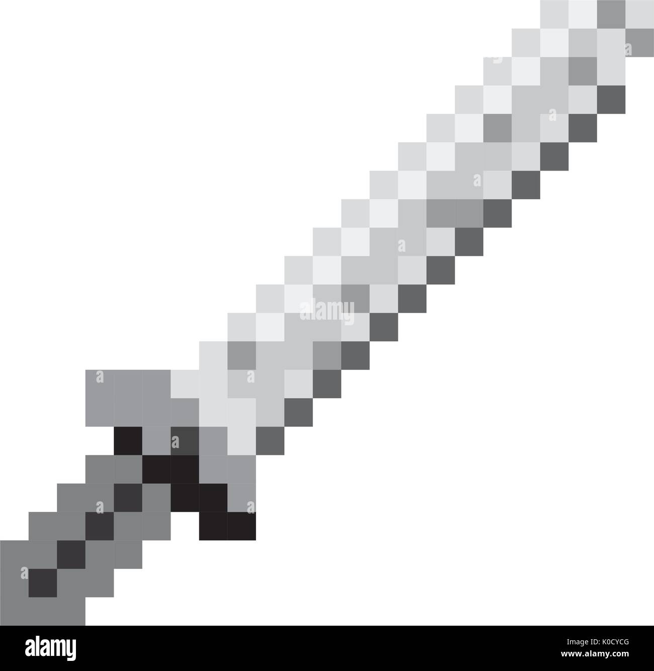 monochrome pixelated sword element to fight Stock Vector