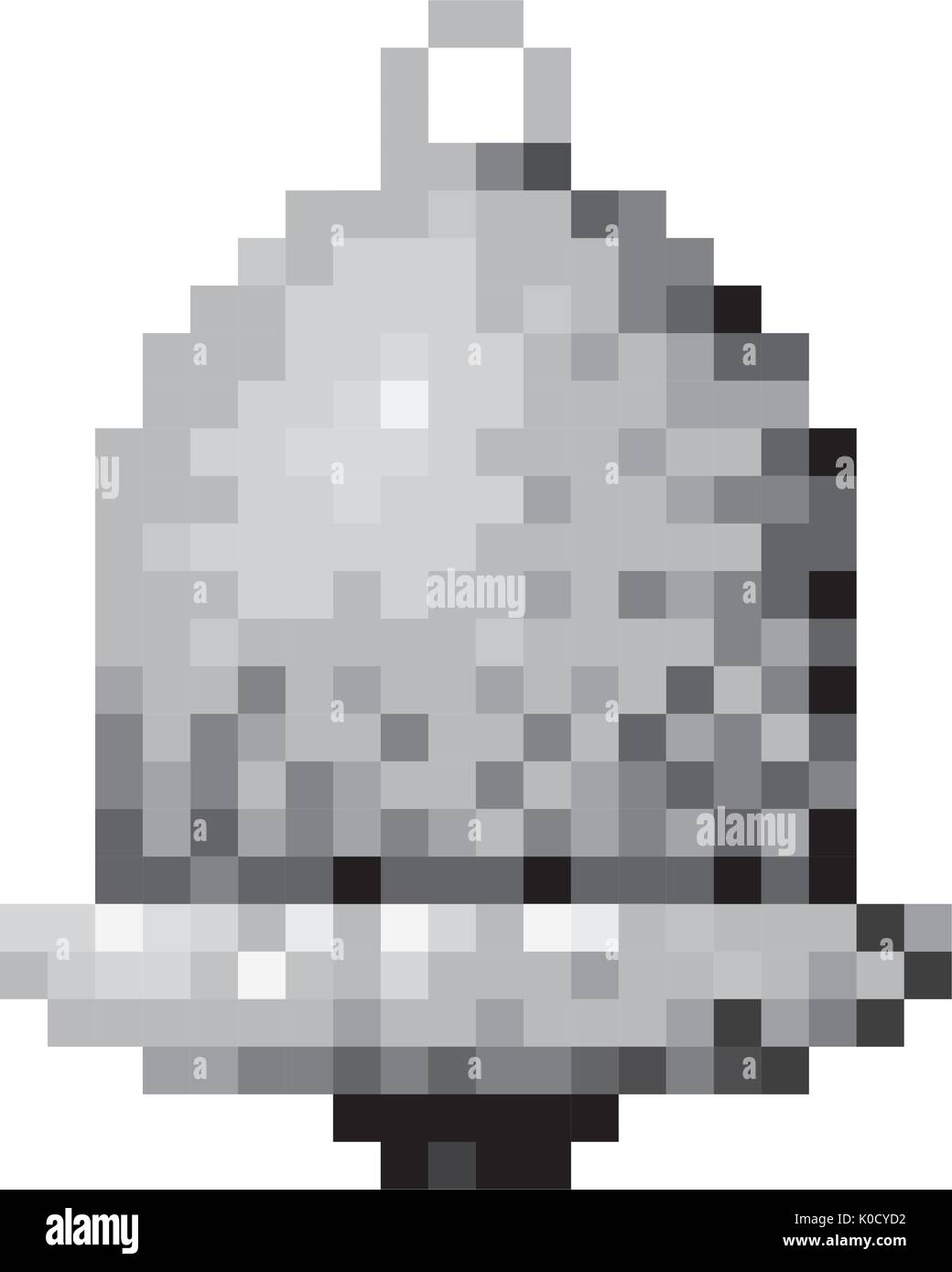 monochrome pixelated bell element icon Stock Vector