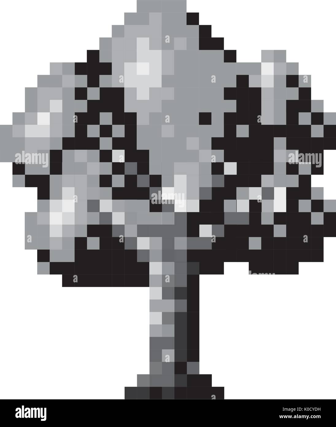 monochrome pixelated tree with ramifications and leaves Stock Vector ...