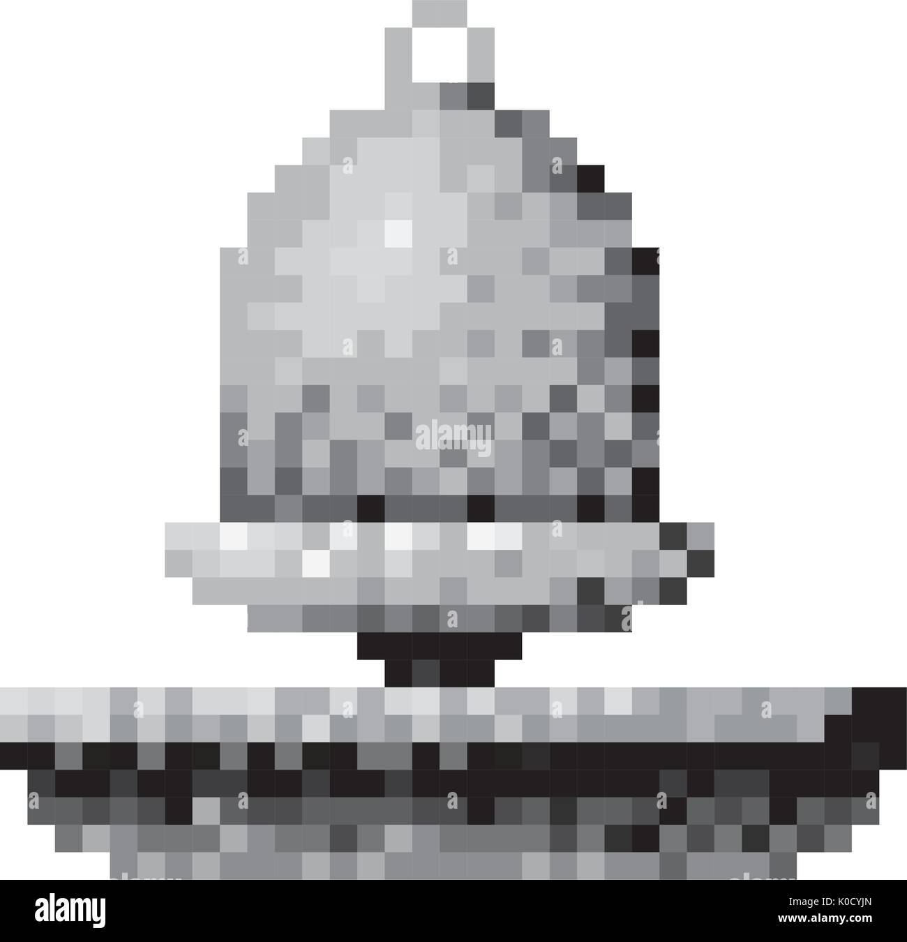 monochrome pixelated bell element over grass Stock Vector