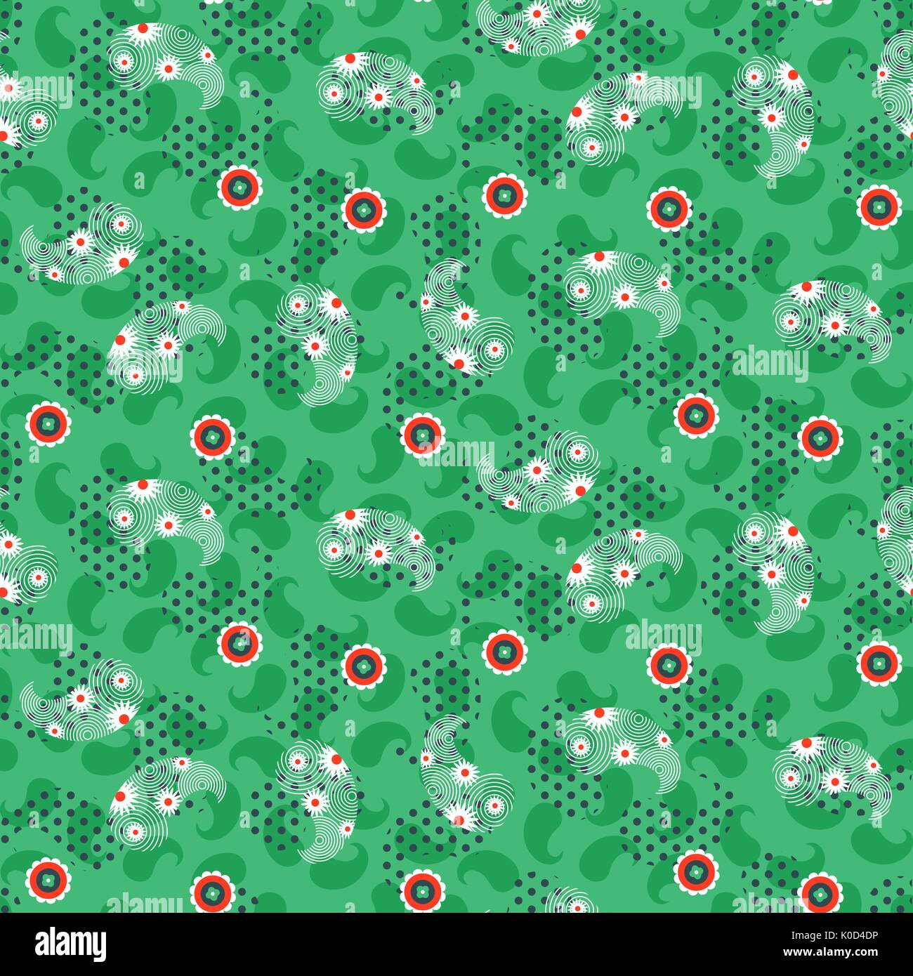 Paisley green mesh pattern seamless vector. Stock Vector
