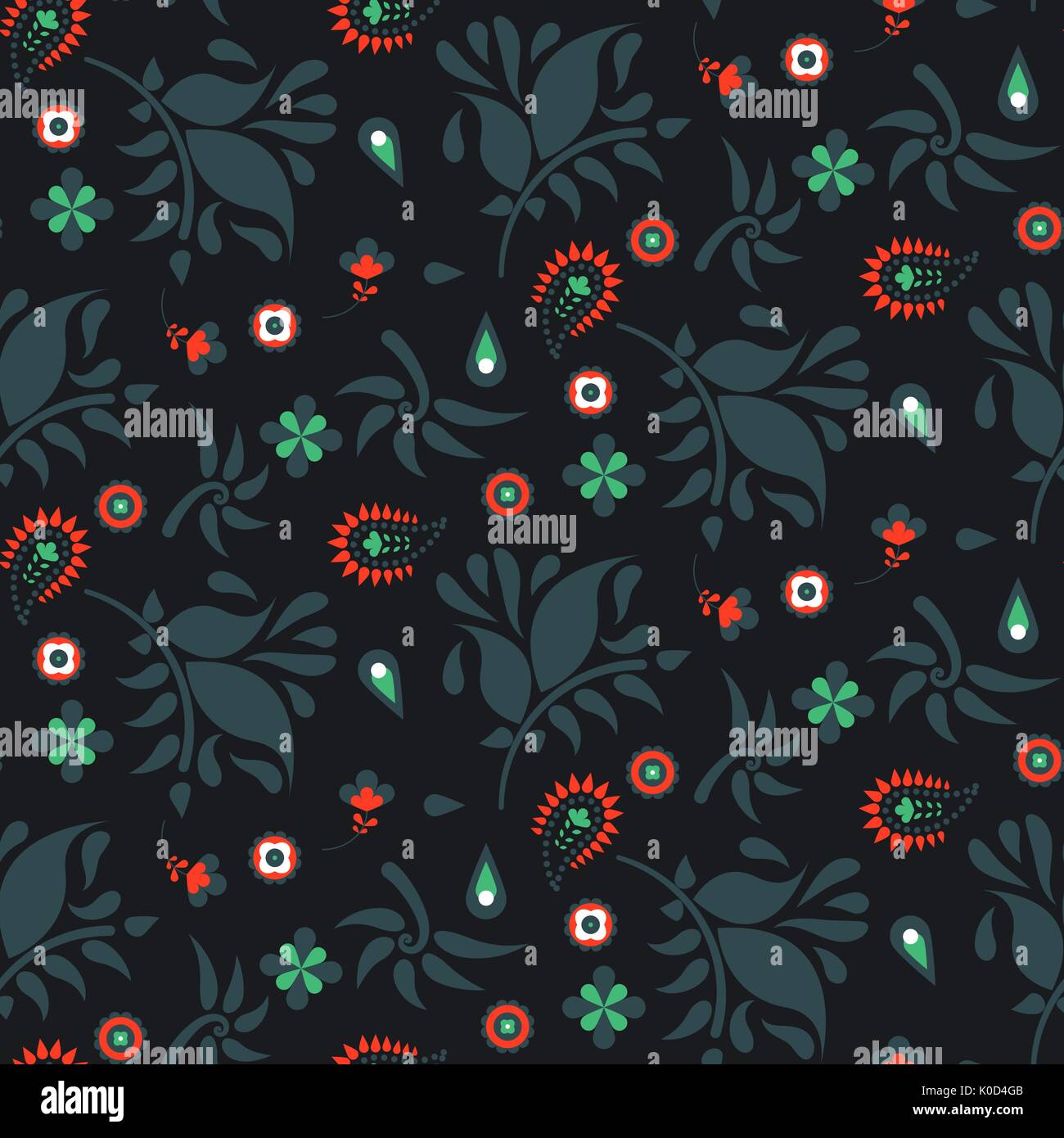 Floral paisley dark blue vector pattern. Stock Vector