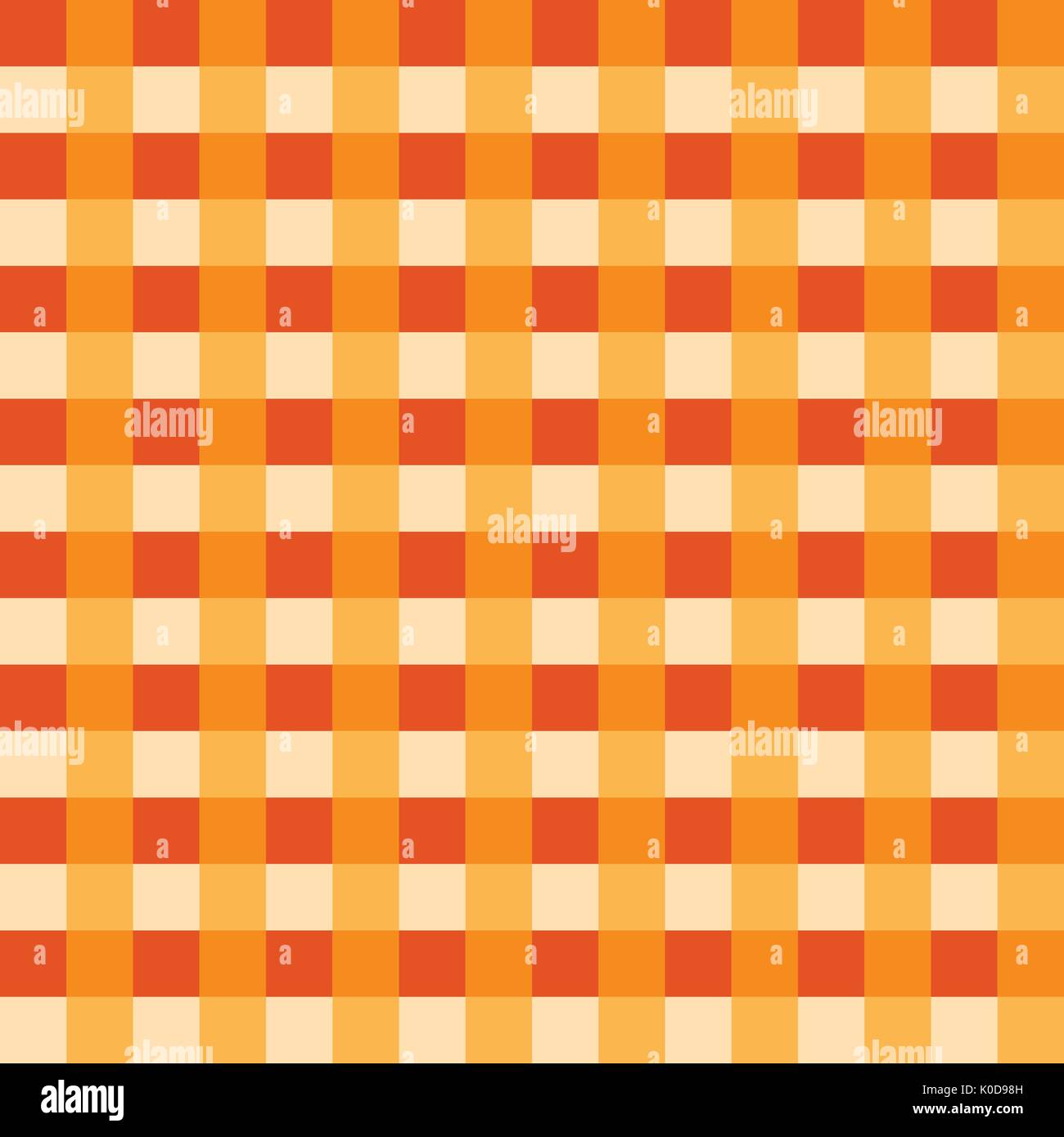 Orange tablecloth Vector. Traditional tablecloth pattern Vector. Orange color square pattern Vector. Geometrical simple square pattern. Stock Vector