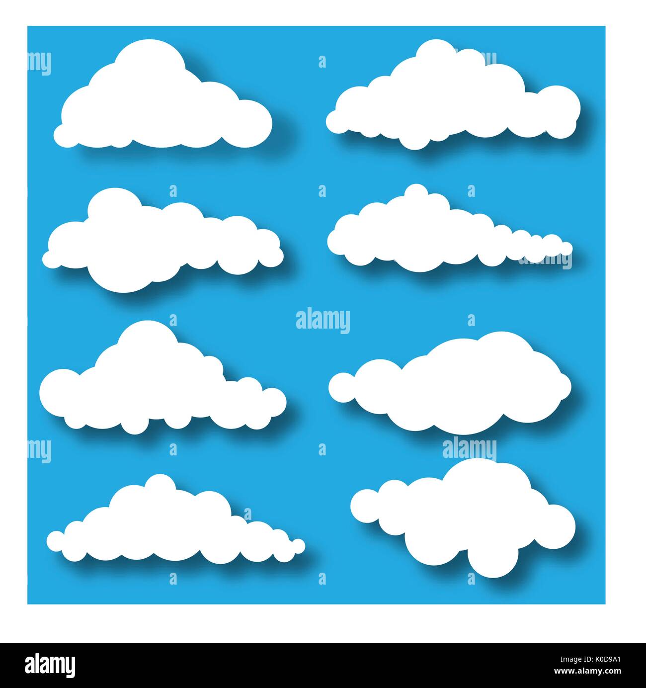 Cloud vector icon set white color on blue background Stock Vector Image ...