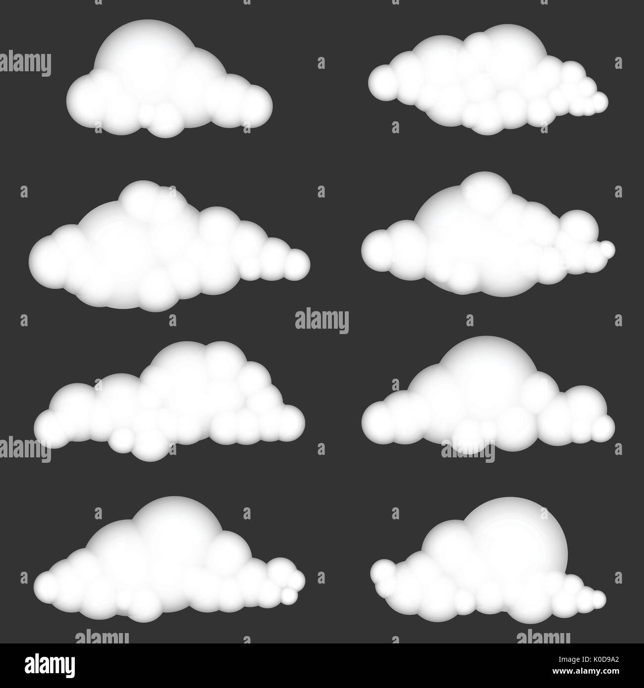 Cloud vector icon set white color on black background Stock Vector ...