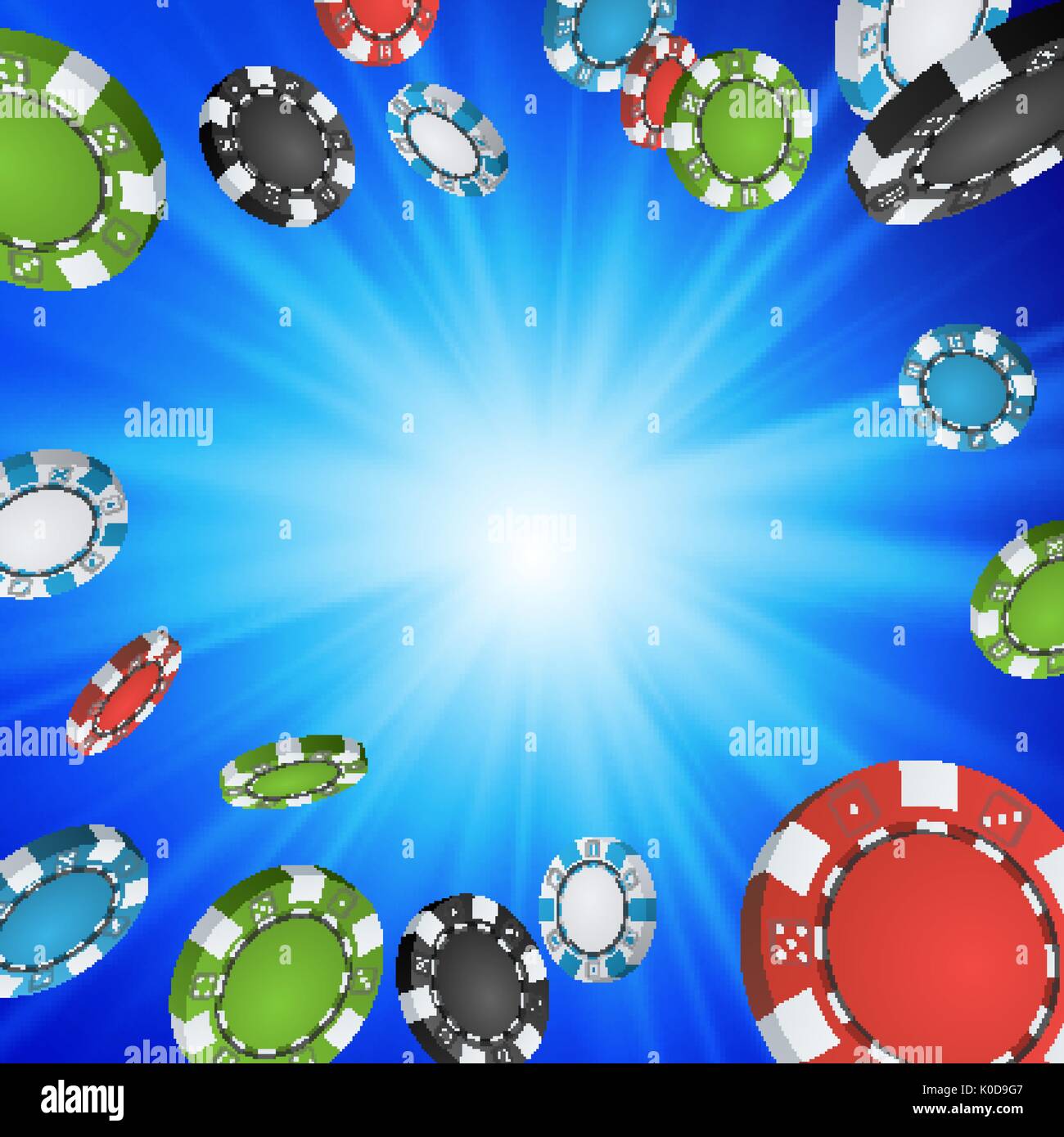 Online Casino Winner Background. Explosion Poker Chips Illustration