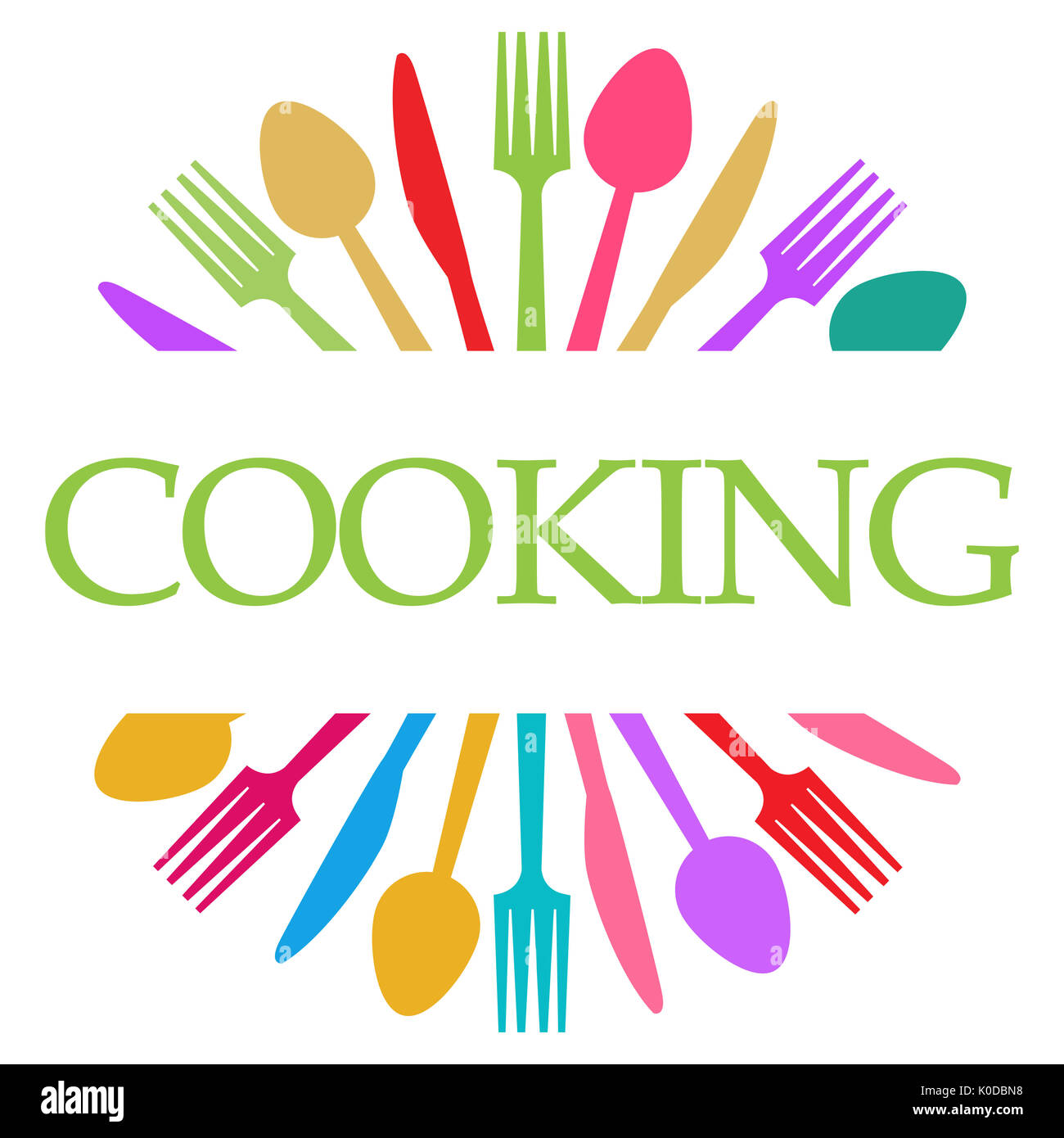 Cooking Fork Knife Spoon Colorful Circular Stock Photo Alamy