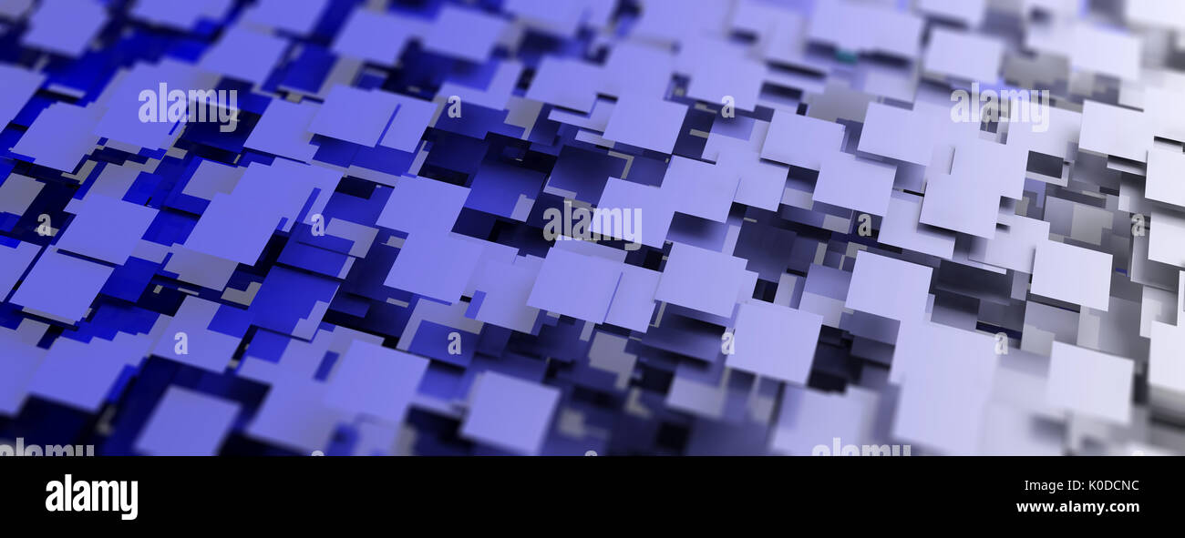 Blue squares creative abstract background. 3d illustration Stock Photo