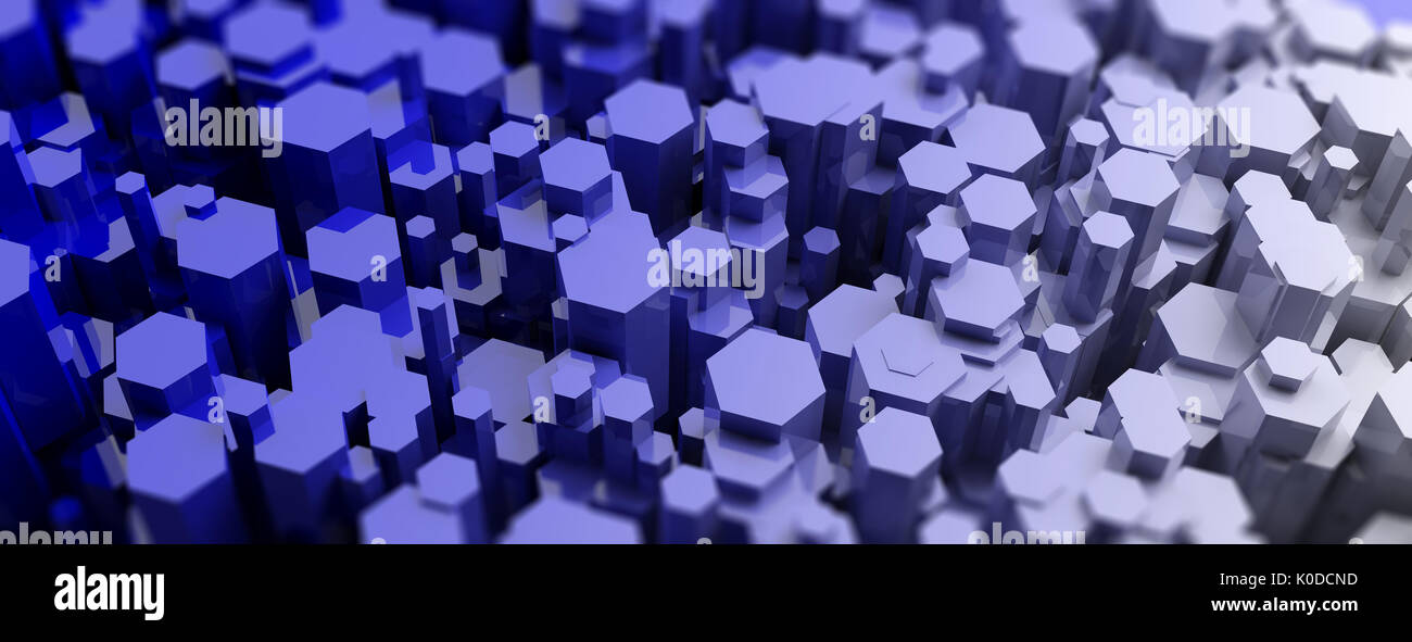 Blue hexagons creative abstract background. 3d illustration Stock Photo ...