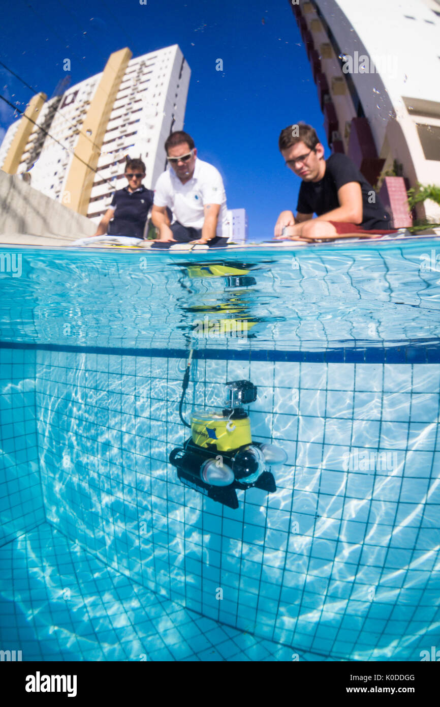 Video Ray ROV training underwater at swimming pool. Stock Photo