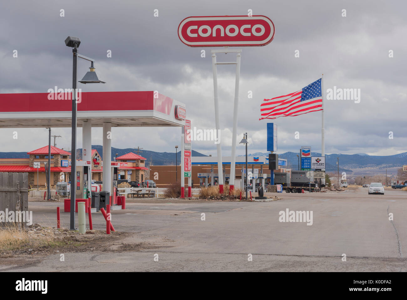 USA, Utah, Beaver, Conoco Gas Station, RAW America Stock Photo
