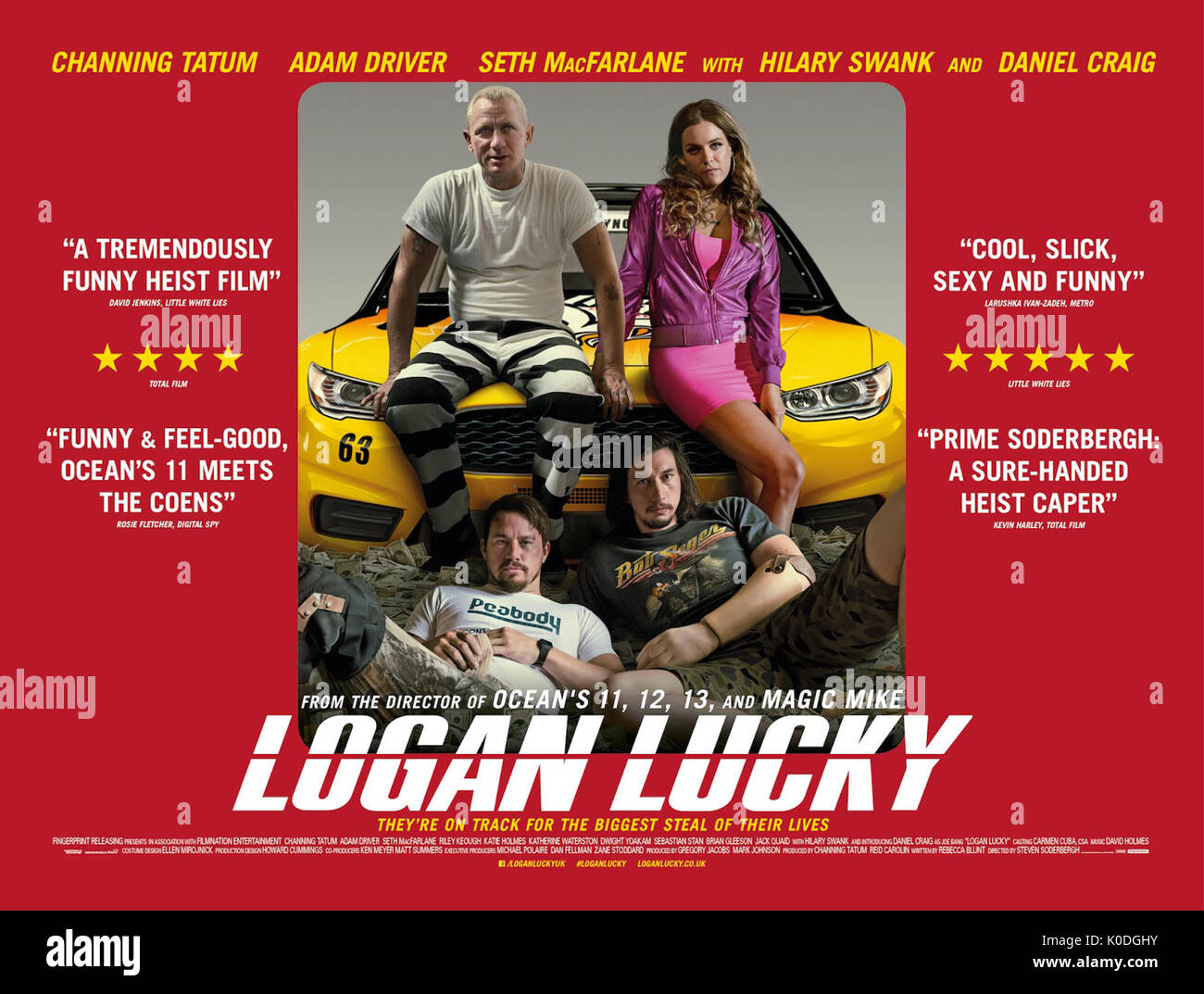 LOGAN LUCKY British poster clockwise from top left Daniel Craig