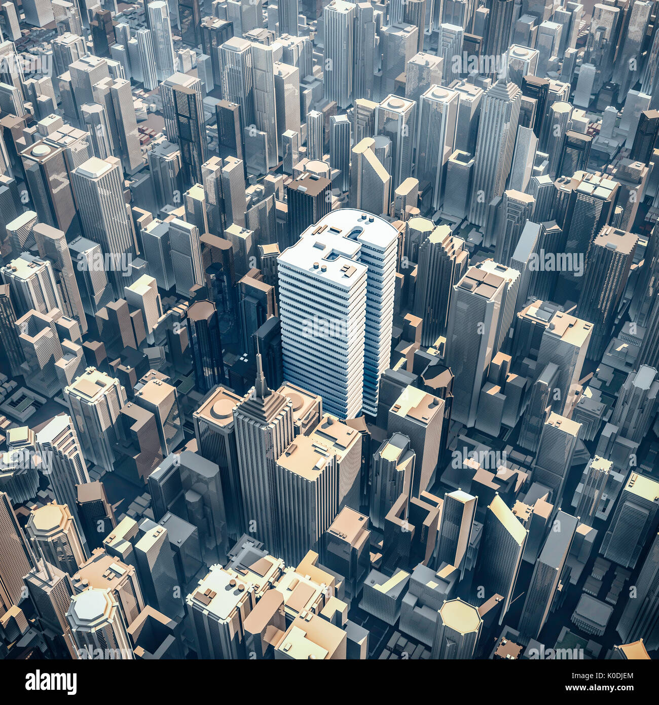 Pound office tower concept / 3D illustration of pound currency symbol