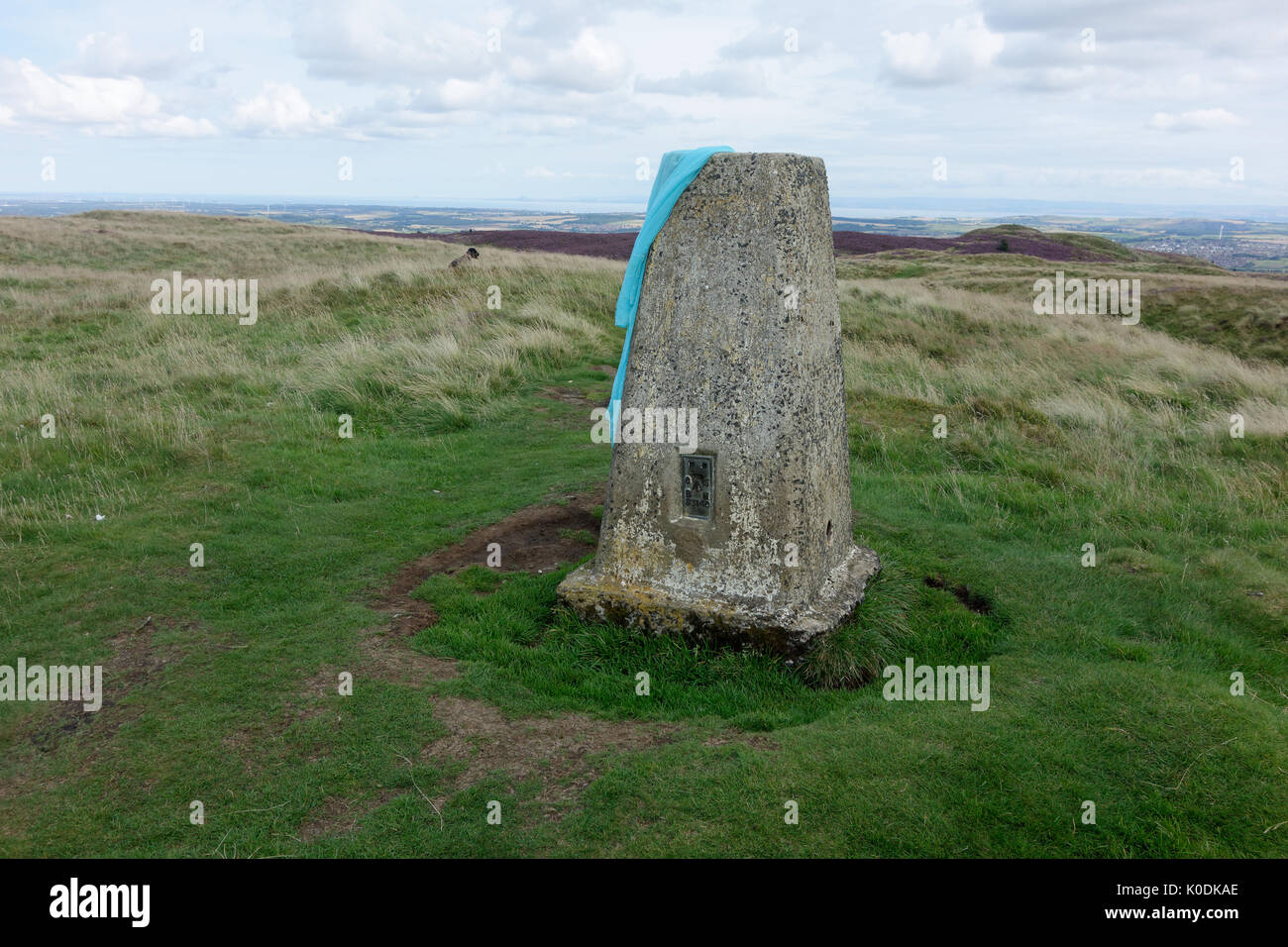 A trig Pilar on Benarty Hill, near Ballingry, Fife, Scotland Stock