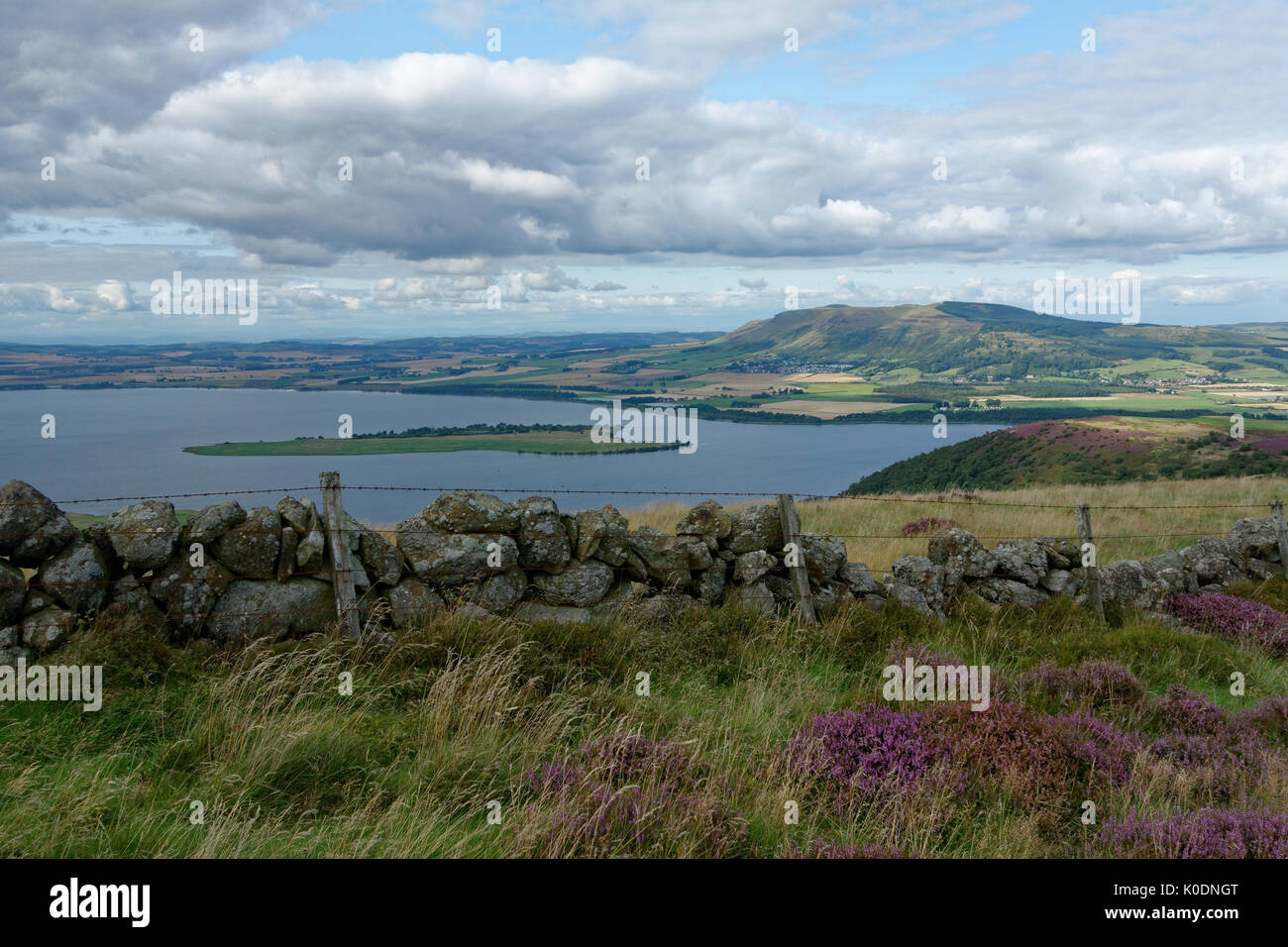 A view of Loch Leven from Benarty Hill, near Ballingry, Fife, Scotland. Stock Photo