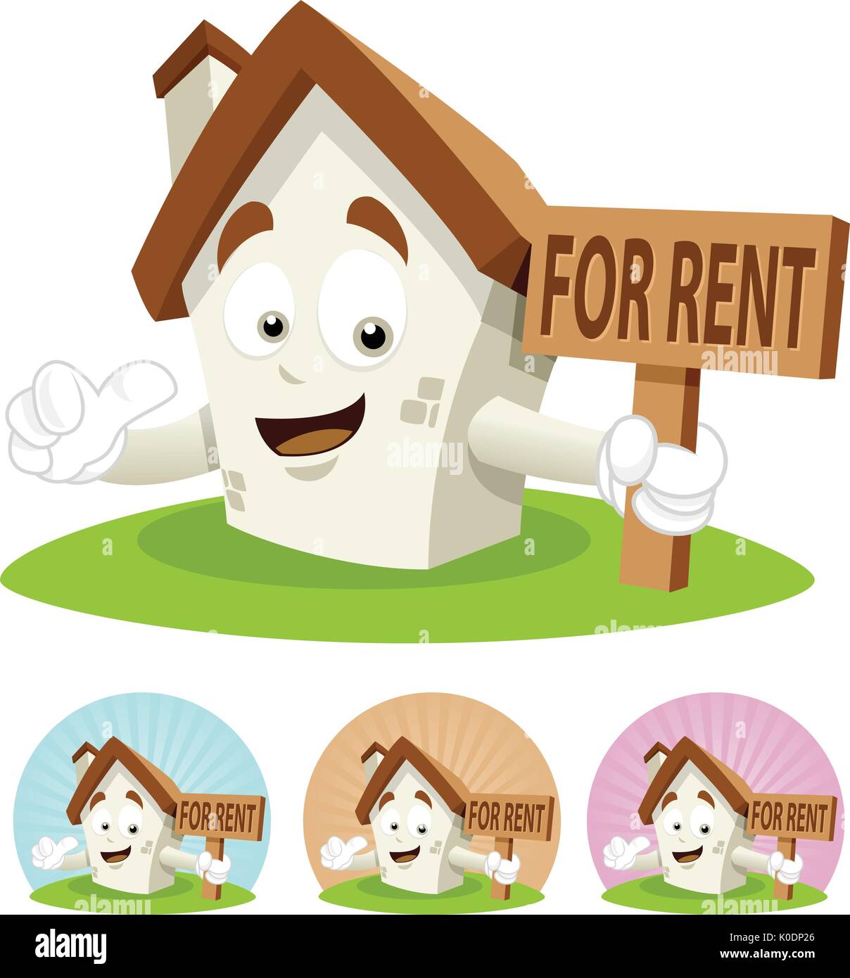House cartoon character illustration holding for rent sign board Stock  Vector Image & Art - Alamy