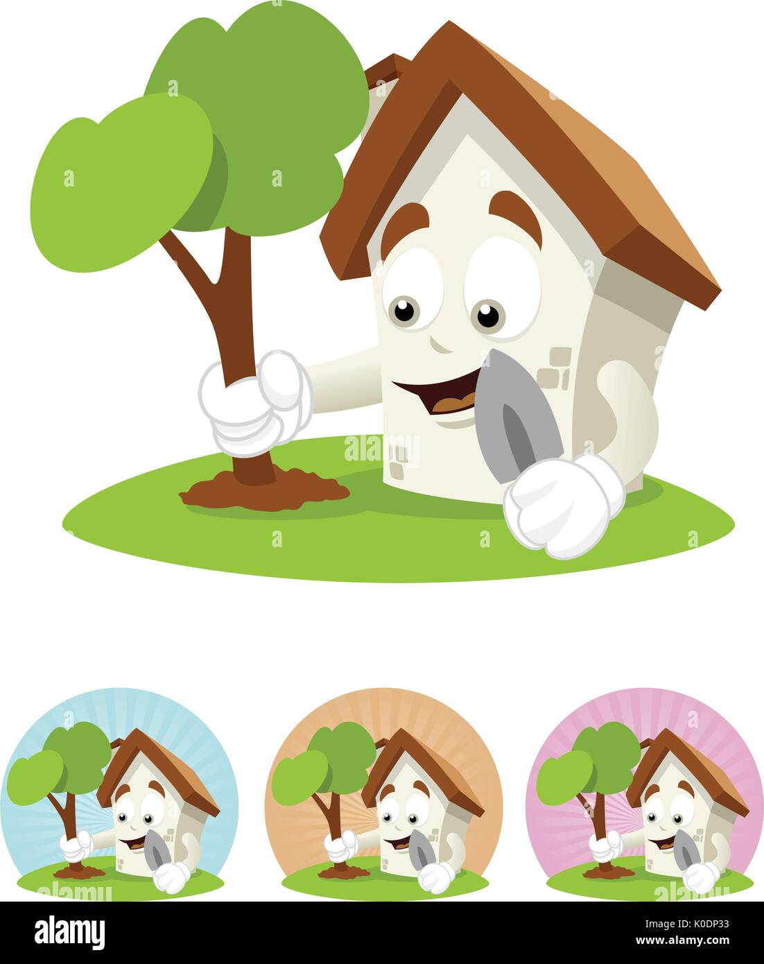 House character planting a tree Stock Vector