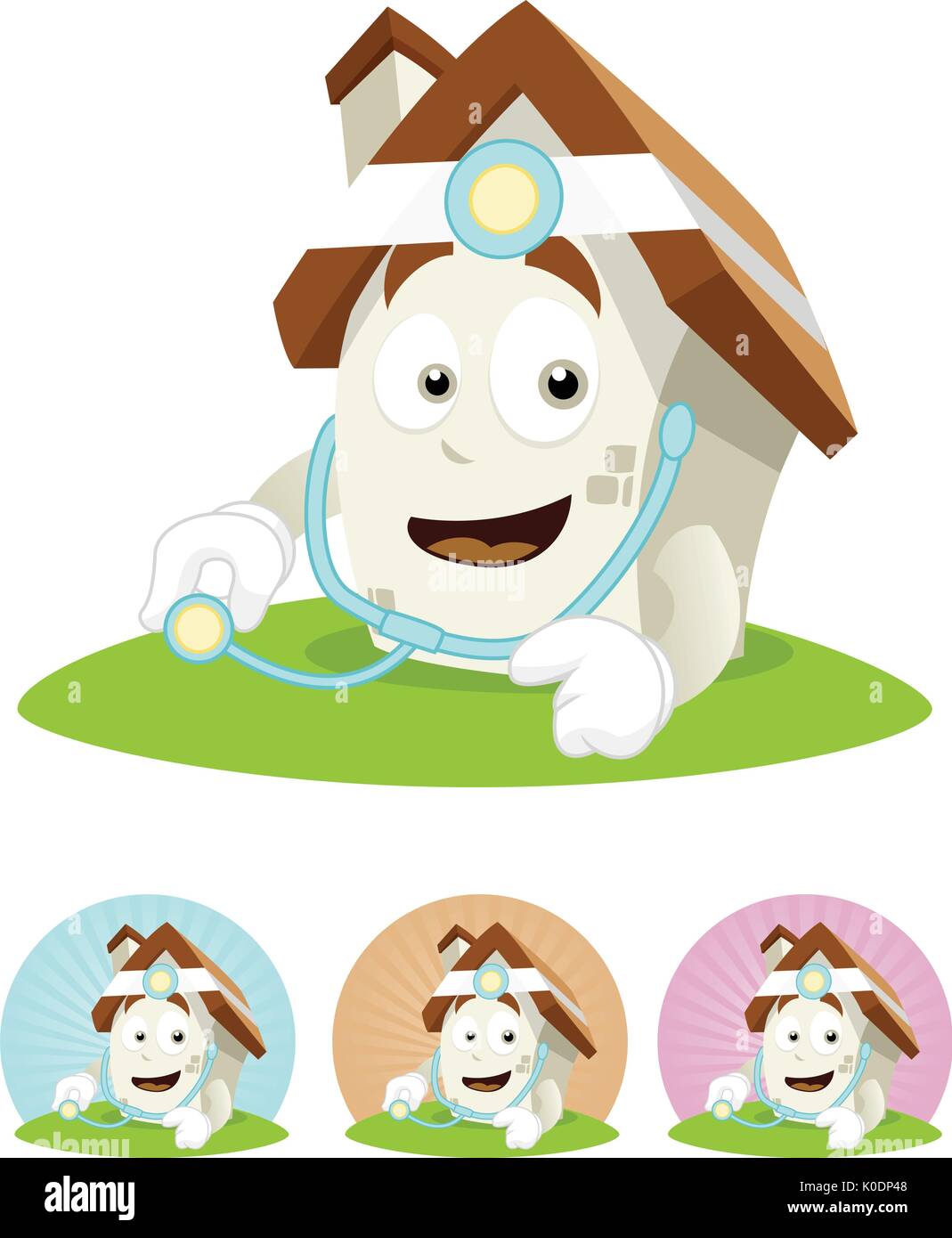 House character  with stethoscope act as a doctor Stock Vector