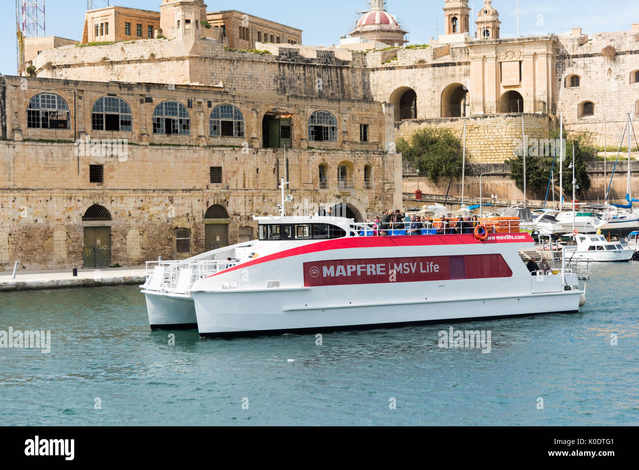 A Mapfre ferry boat in Valetta Grand Harbour Malta Stock Photo