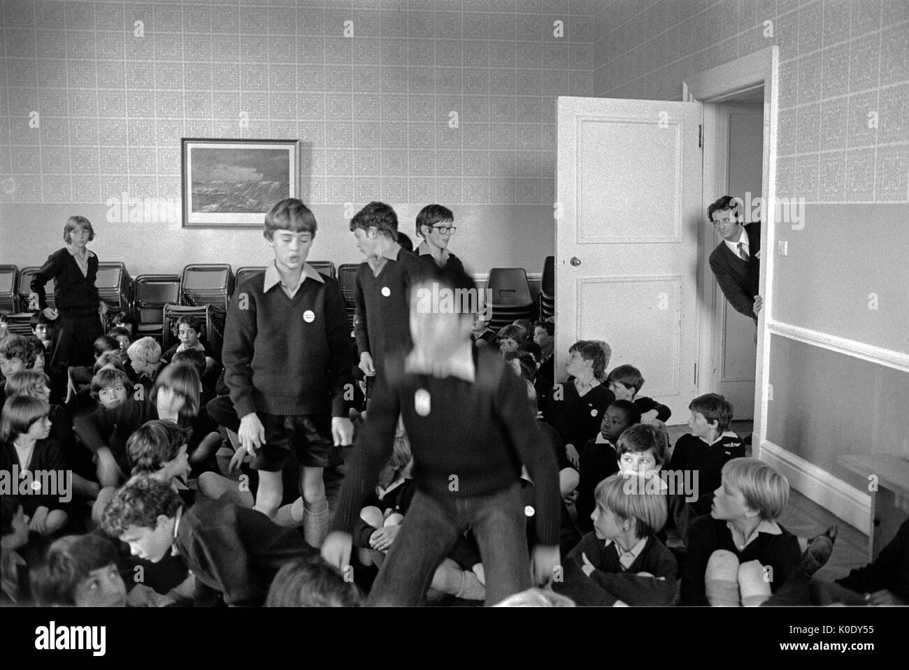 Aberlour House School. Fee paying private boarding school. Preparatory feeder school for Gordonstoun. Morning assembly. Stock Photo
