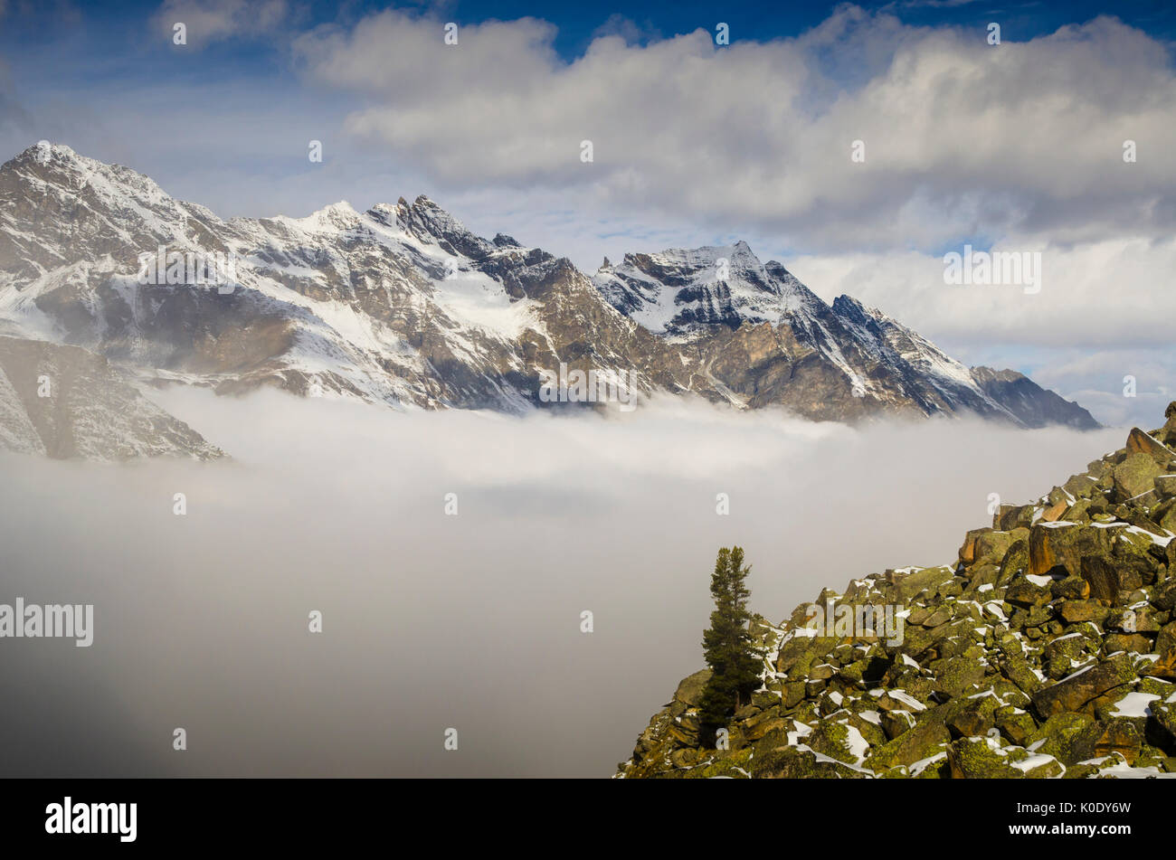 Bioula peak over the fog (Valsavarenche, Aosta Valley, Italian alps ...