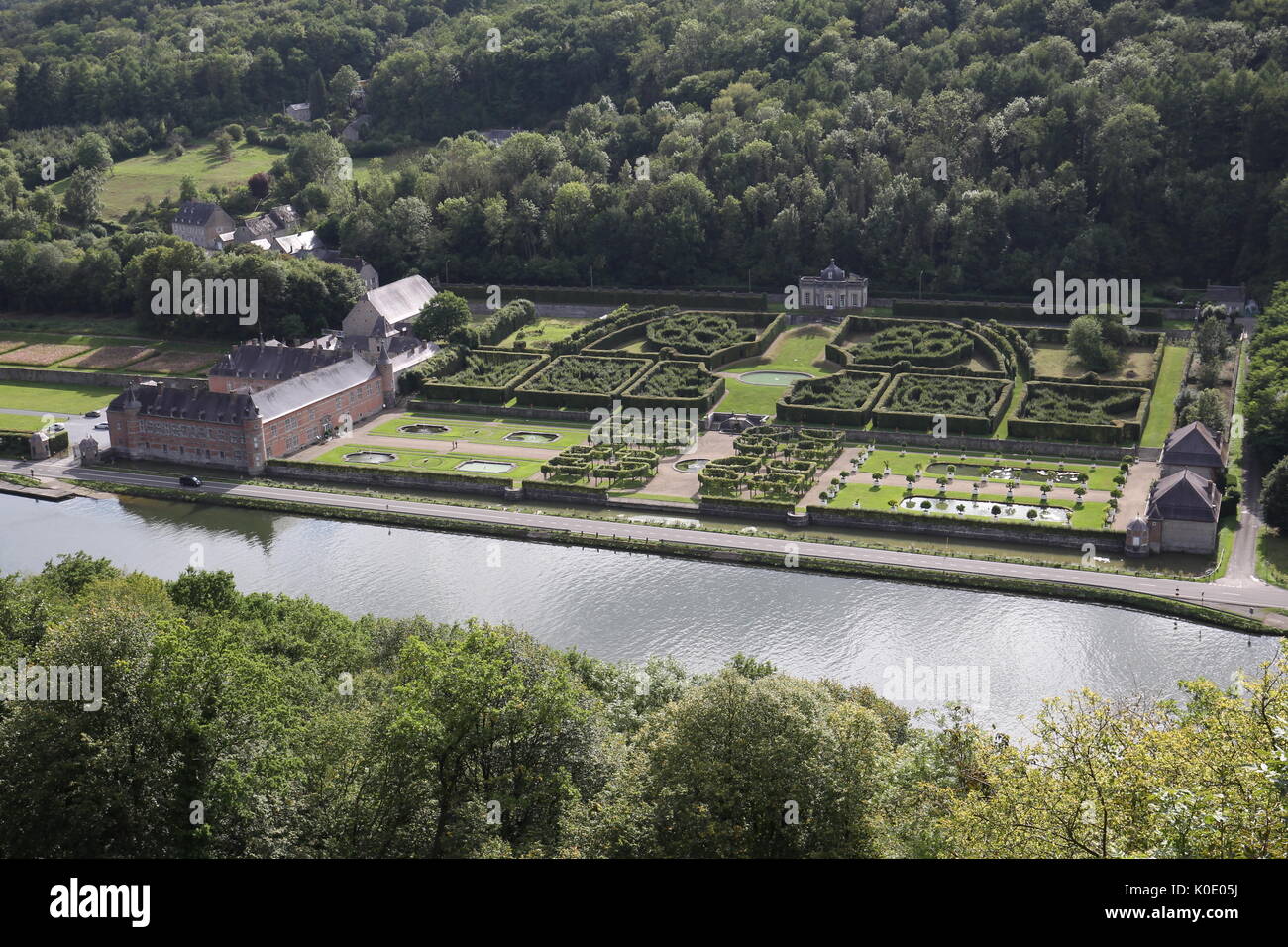 The Chateau de Freyr, 6km south of Dinant, has one of the most beautiful gardens of the Meuse Valley Dinant, Belgium. Stock Photo