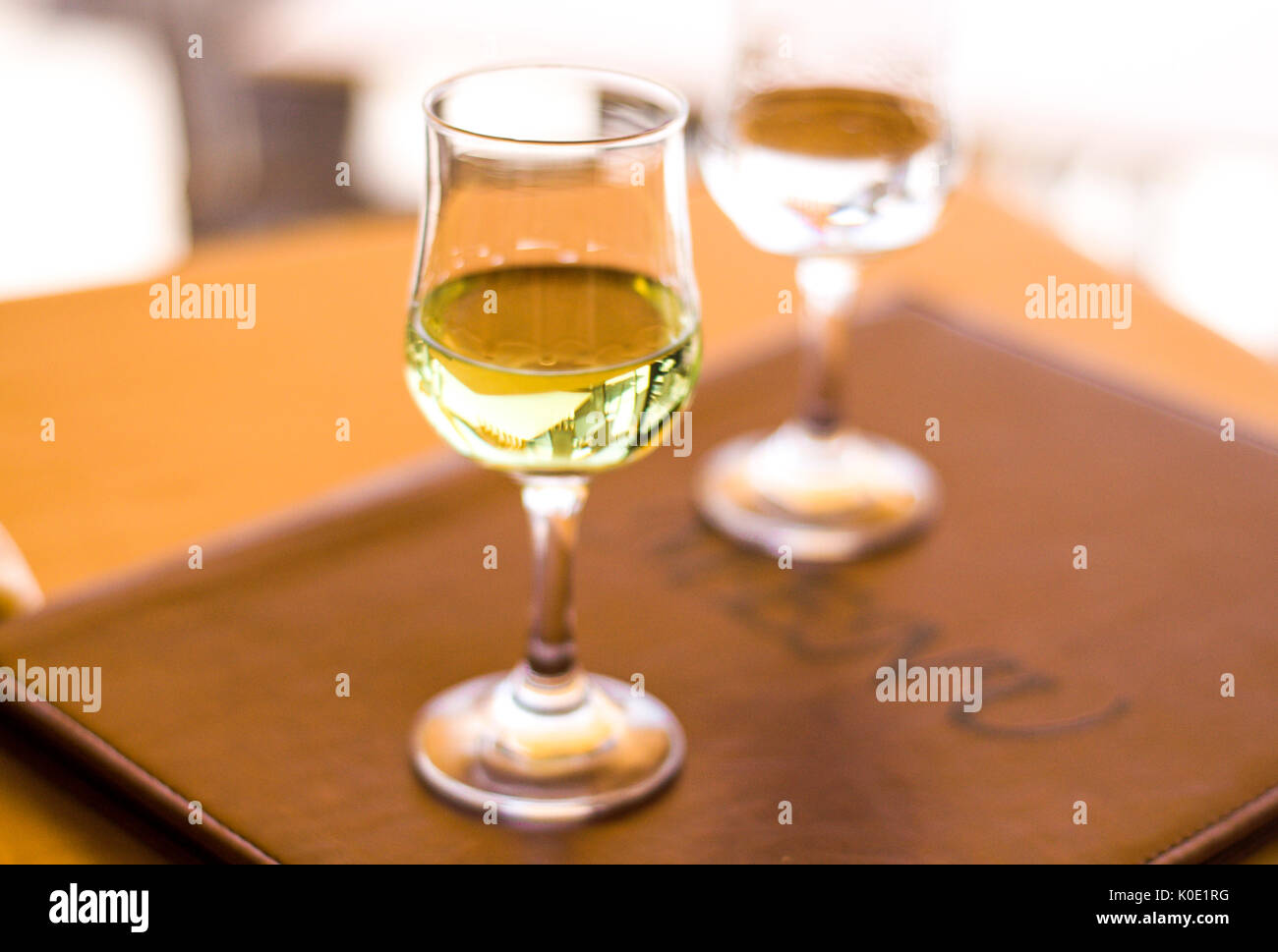 Glasses of "raki" in restaurants, Albania, Durres, wine and singing Stock Photo