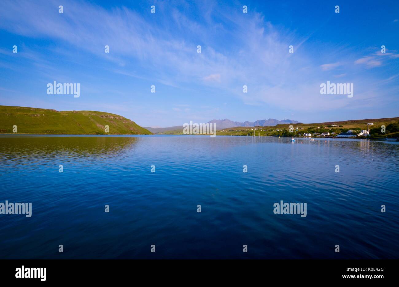 Loch Harport and Carbost Village. Stock Photo