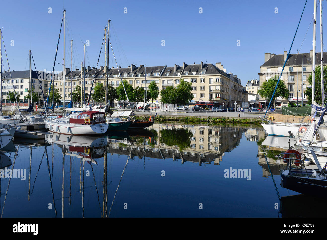Real estate in Caen (north-western France): buildings in the district of 'bassin Saint Pierre', quai Vendeuvre, in downtown Caen Stock Photo