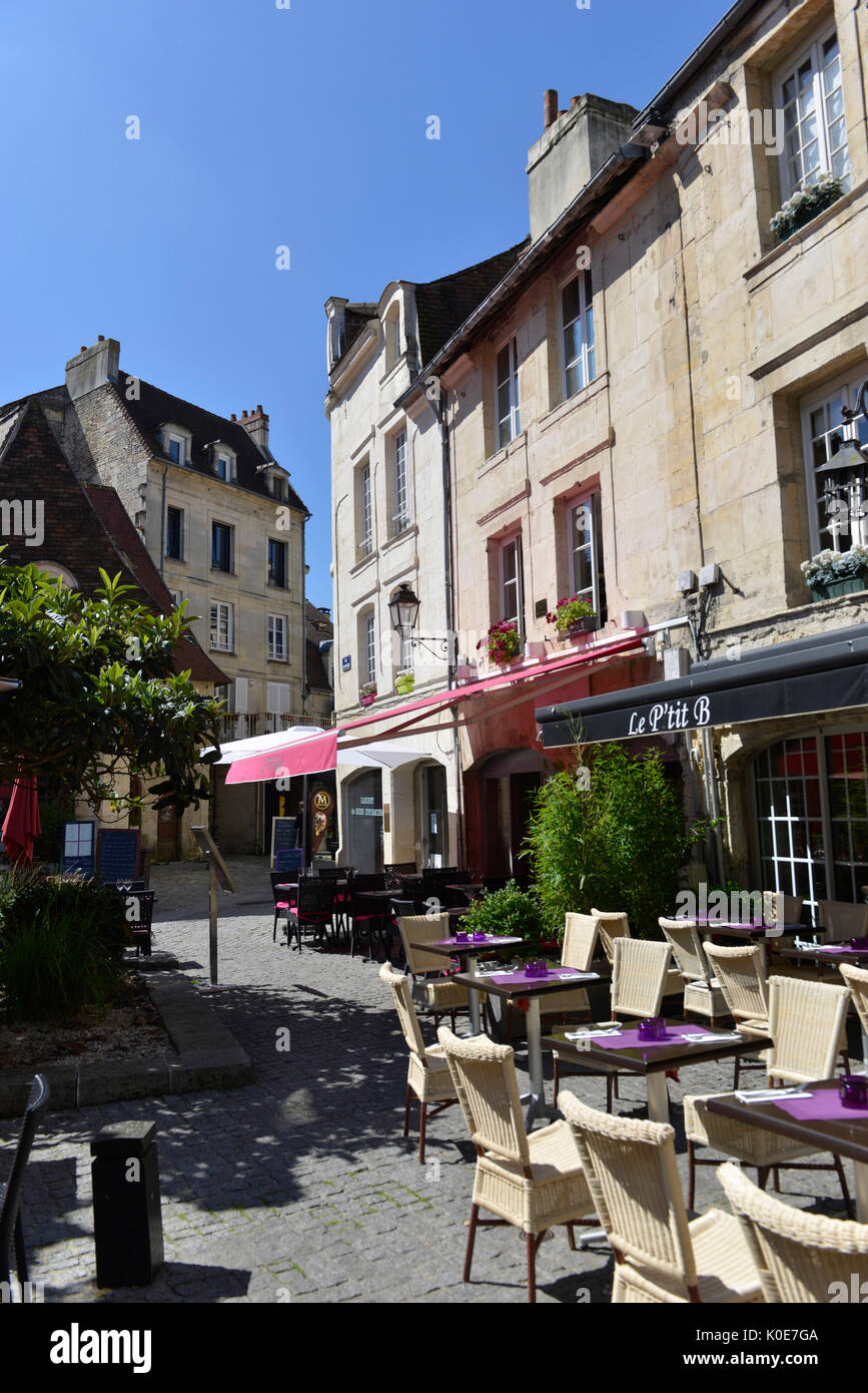 Real estate in Caen (north-western France): buildings in the street 'rue Porte au Berger' in the district of Vaugueux, in the Old Town, left bank Stock Photo