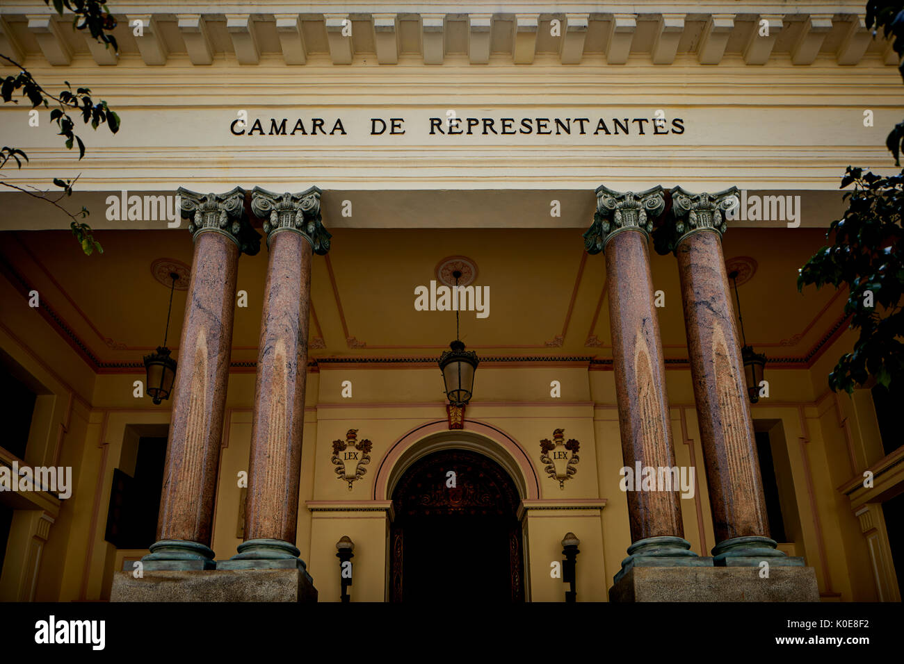 CAMARA DE REPRESENTANTES (HOUSE OF REPRESENTATIVES), CALLE DE LOS OFICIOS,  capital Havana in Cuba, Stock Photo