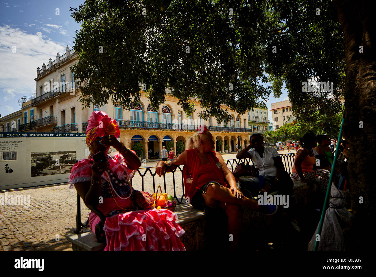 Cuban, cuba, Capital Havana old Town,  in the park at the Plaza de Armas. Stock Photo