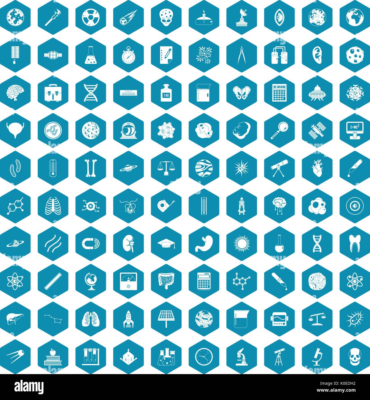 100 science icons sapphirine violet Stock Vector