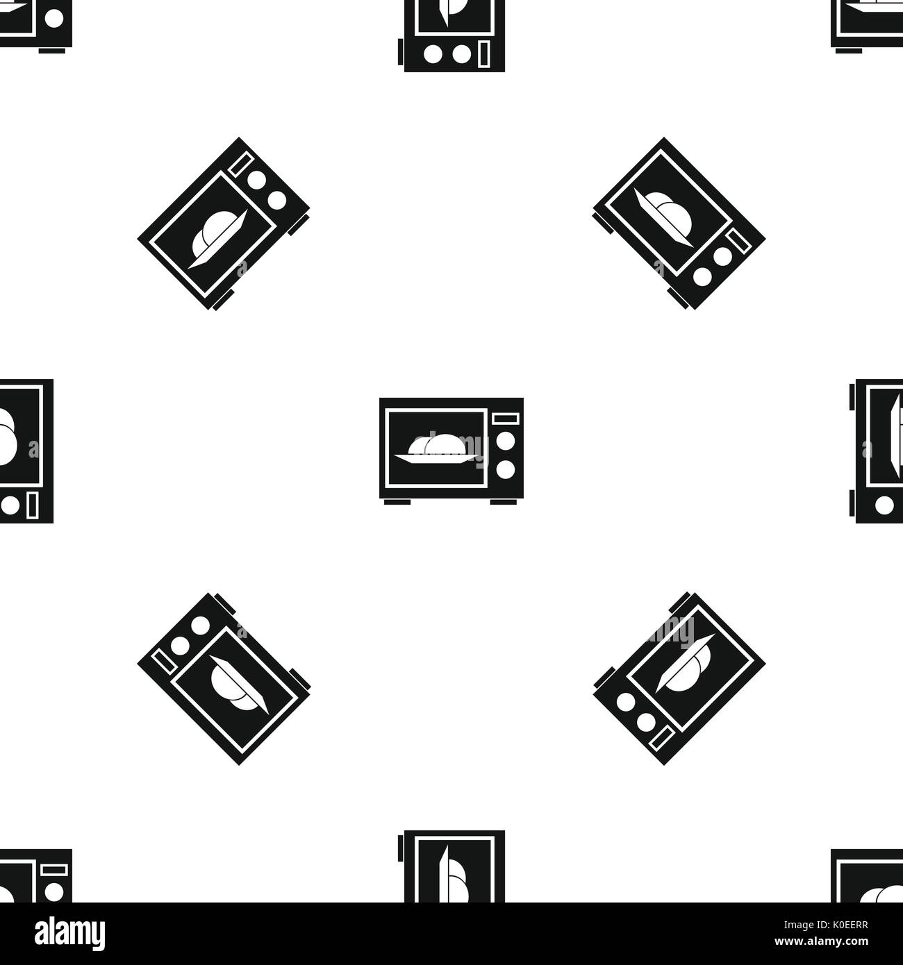 Microwave pattern seamless black Stock Vector