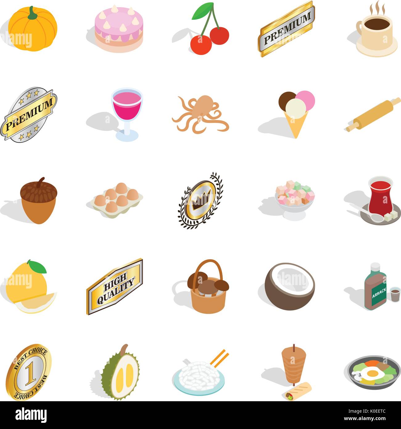 Rice icons set, isometric style Stock Vector