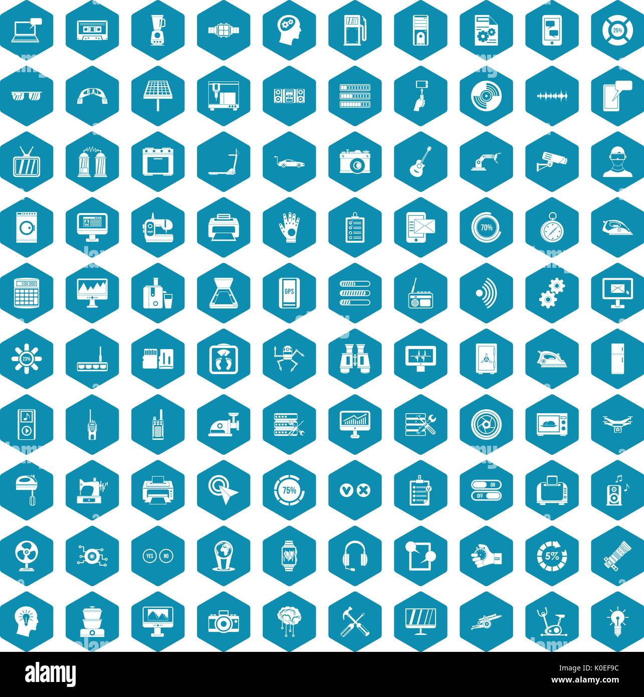 100 settings icons sapphirine violet Stock Vector