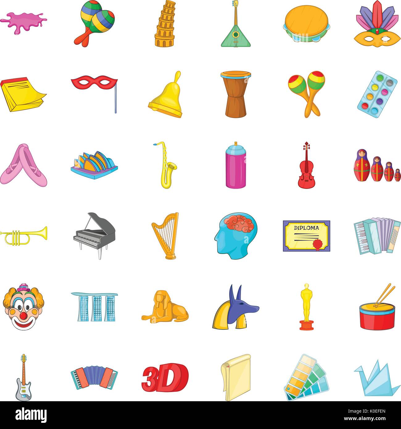 Art school icons set, cartoon style Stock Vector Image & Art - Alamy