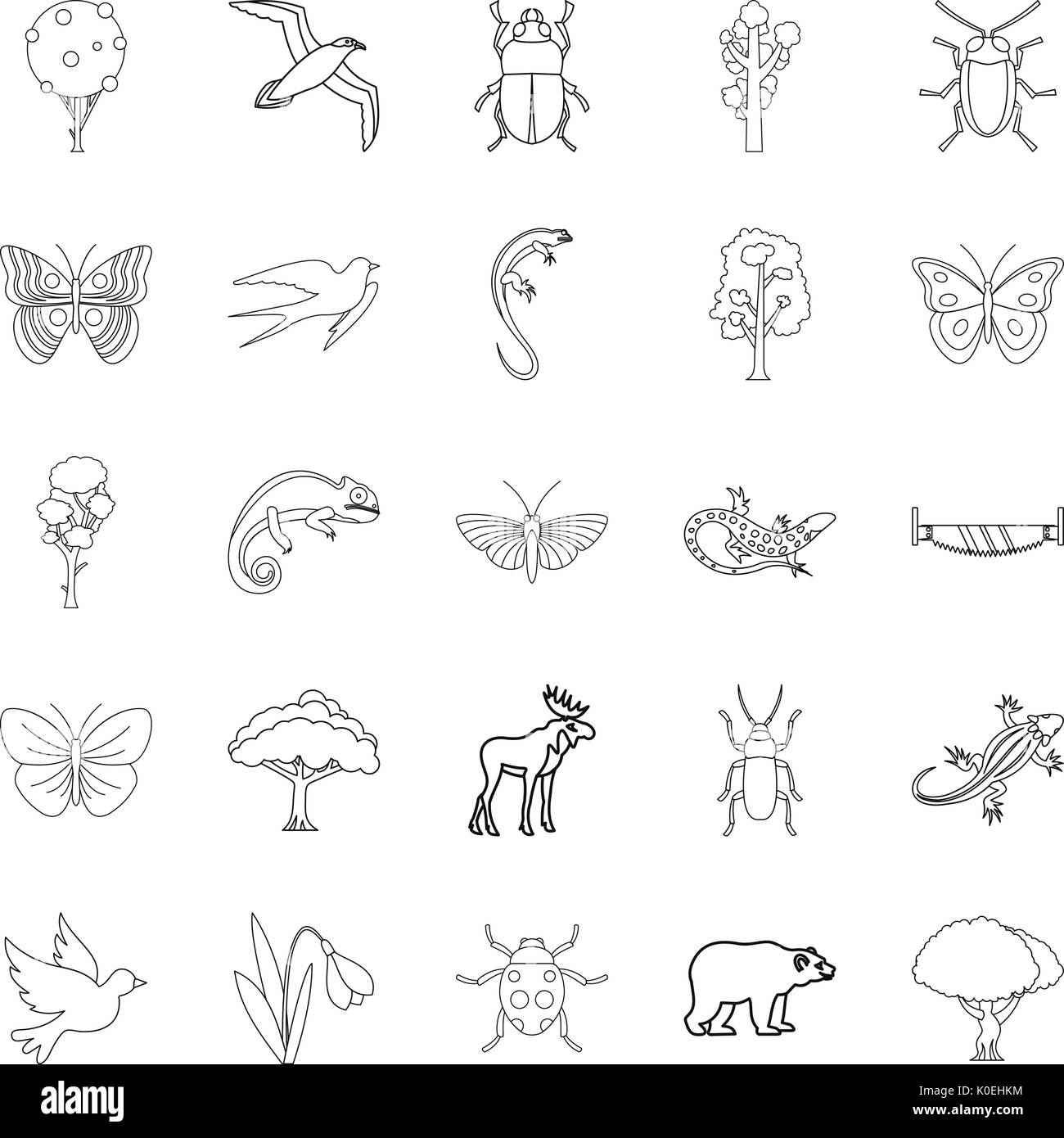 Tree like icons set, outline style Stock Vector Image & Art Alamy