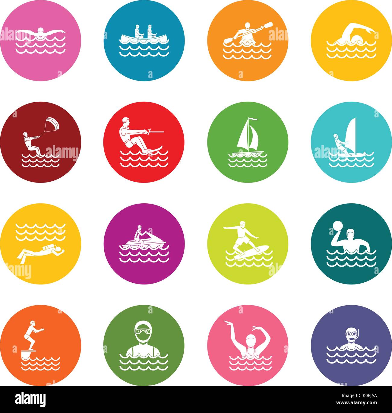 Water sport icons many colors set Stock Vector Image & Art - Alamy