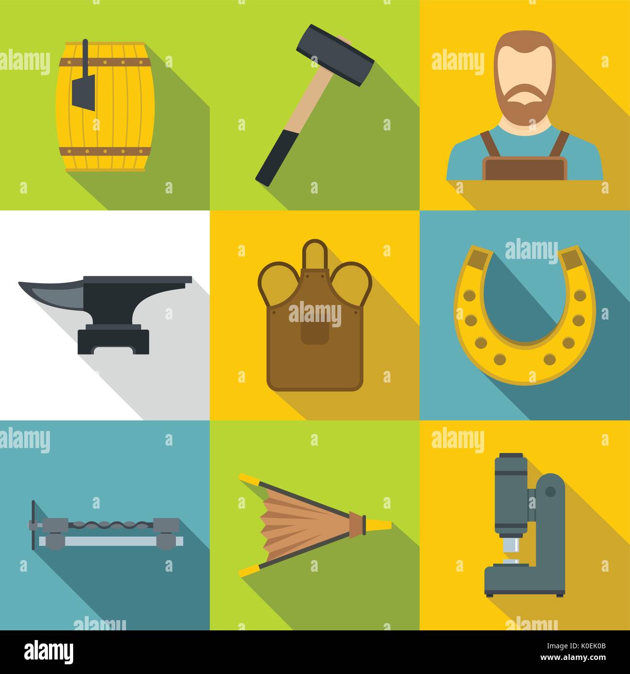 Blacksmith equipment icons set, flat style Stock Vector Image & Art - Alamy