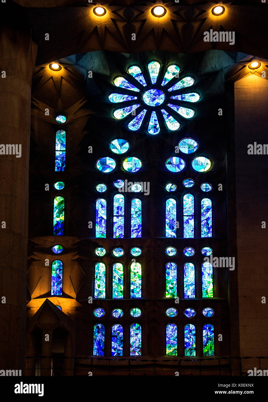 Stained glass windows in the Basilica de la Sagrada Familia, Barcelona, Spain Stock Photo Alamy