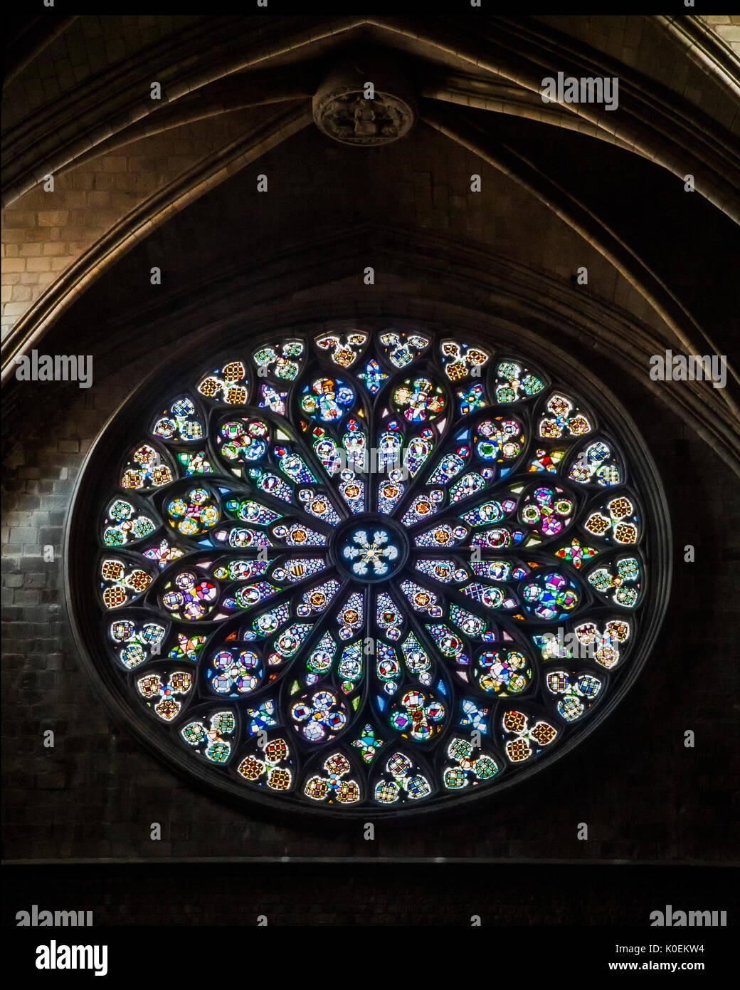 The Rose Window of the mediaeval church of Santa Maria del Pi in Barcelona, Spain Stock Photo The Rose Window of the mediaeval church of Santa Maria del Pi in Barcelona, Spain Stock Photo