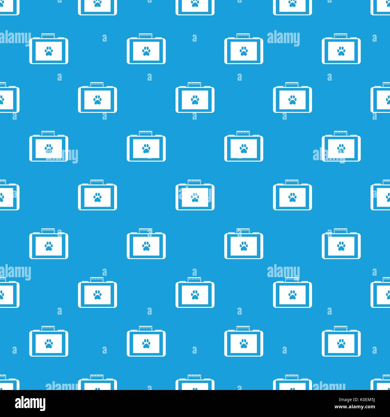 Suitcase for animals pattern seamless blue Stock Vector