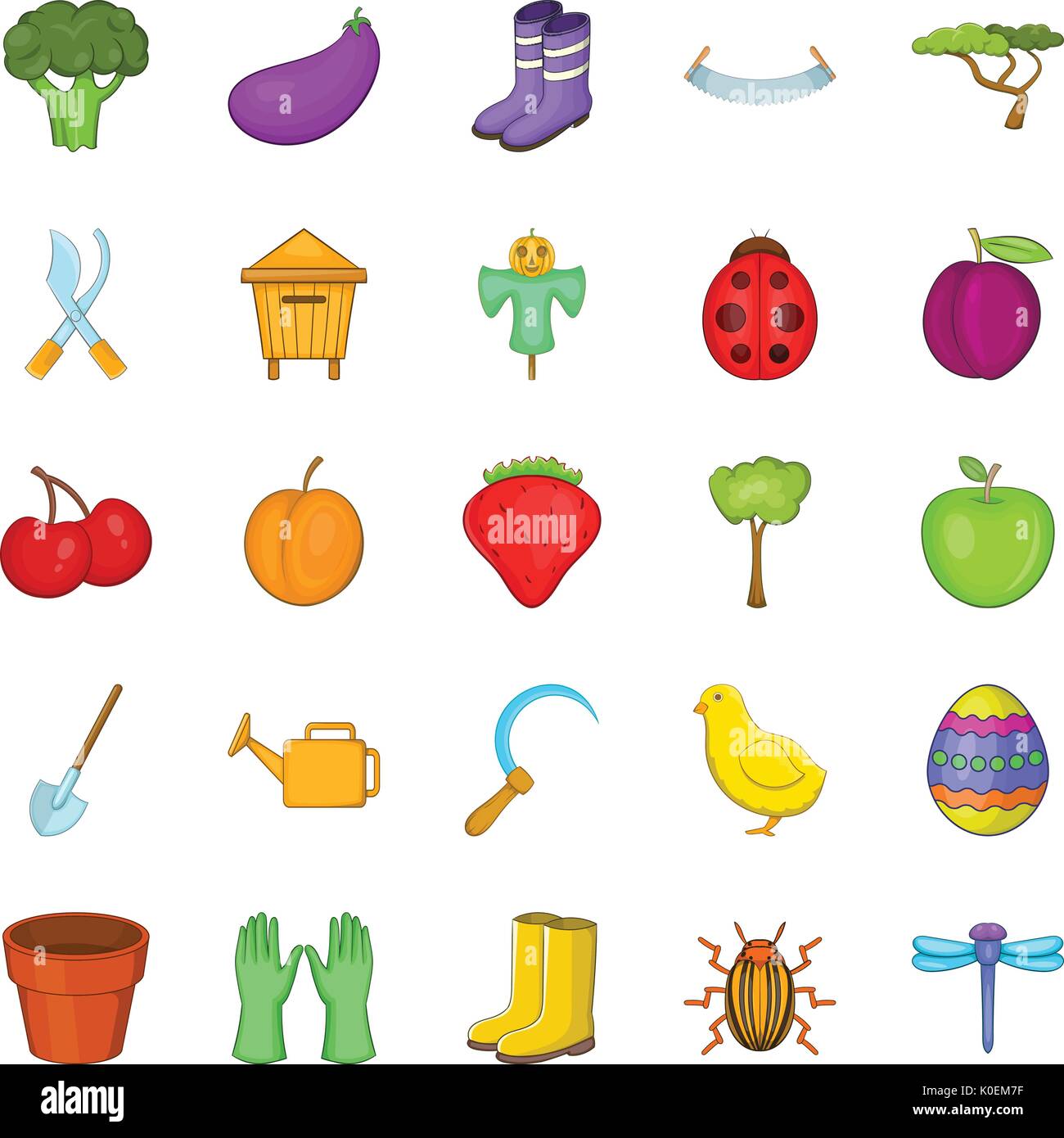 Gardener icons set, cartoon style Stock Vector Image & Art - Alamy