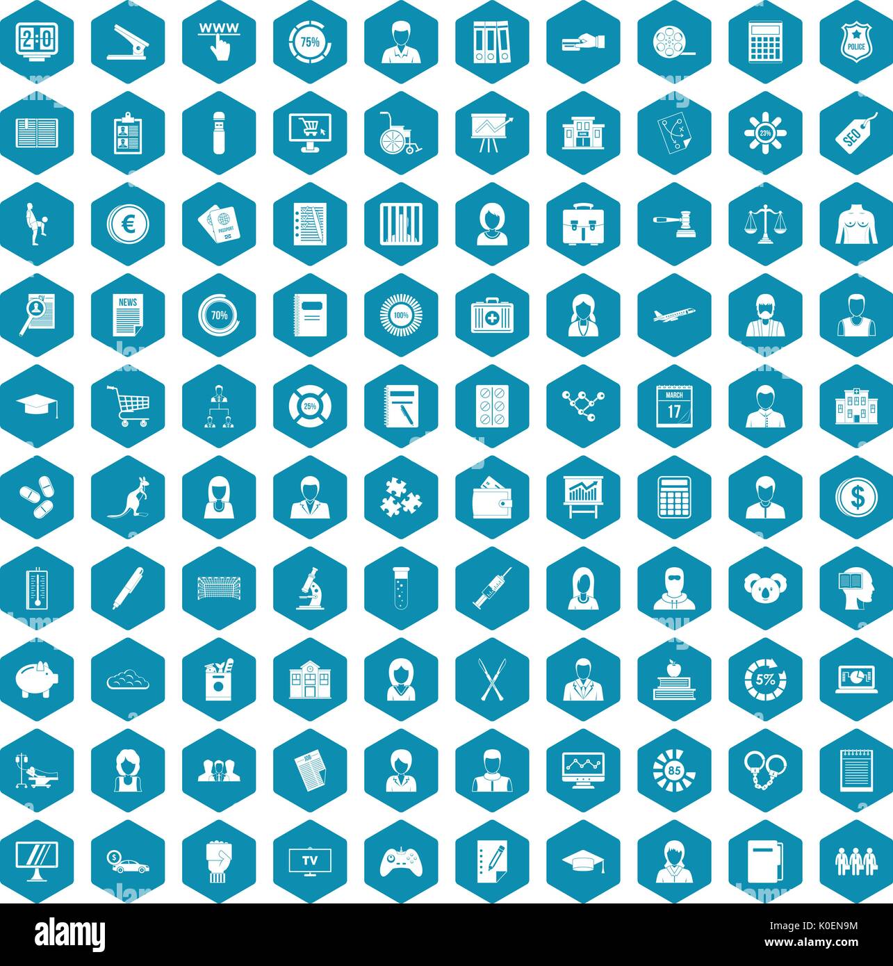 100 statistic data icons sapphirine violet Stock Vector