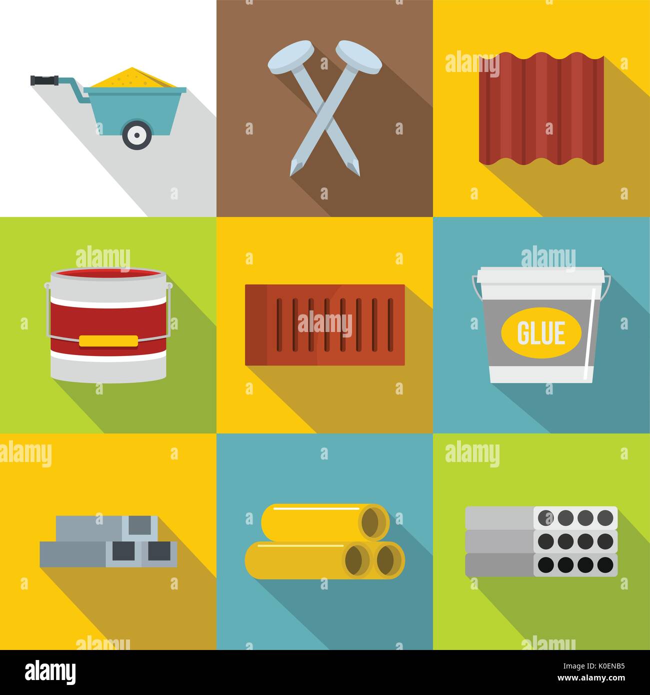 Construction icons set, flat style Stock Vector Image & Art - Alamy