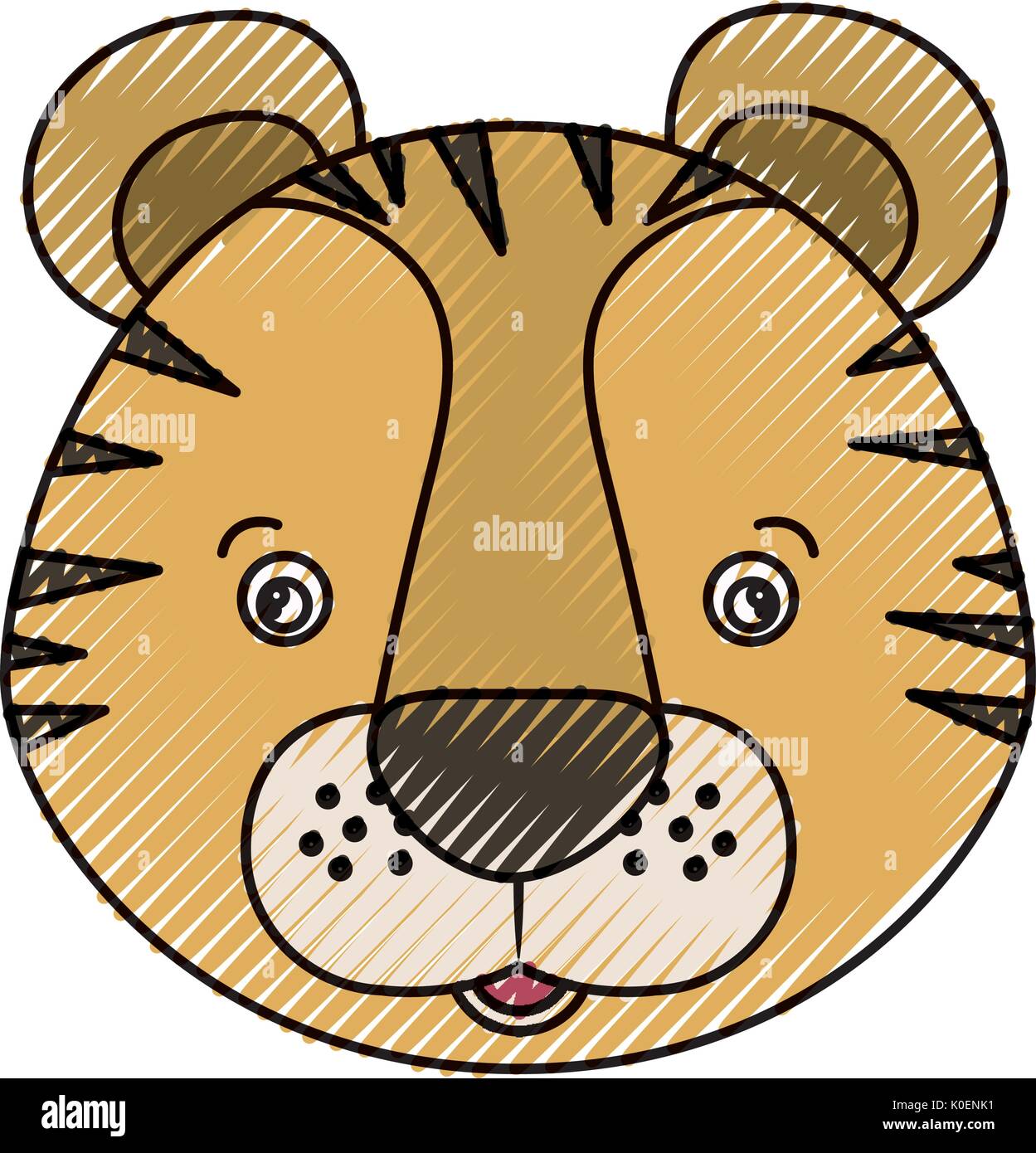 Cute tiger with yellow fur line art on Craiyon
