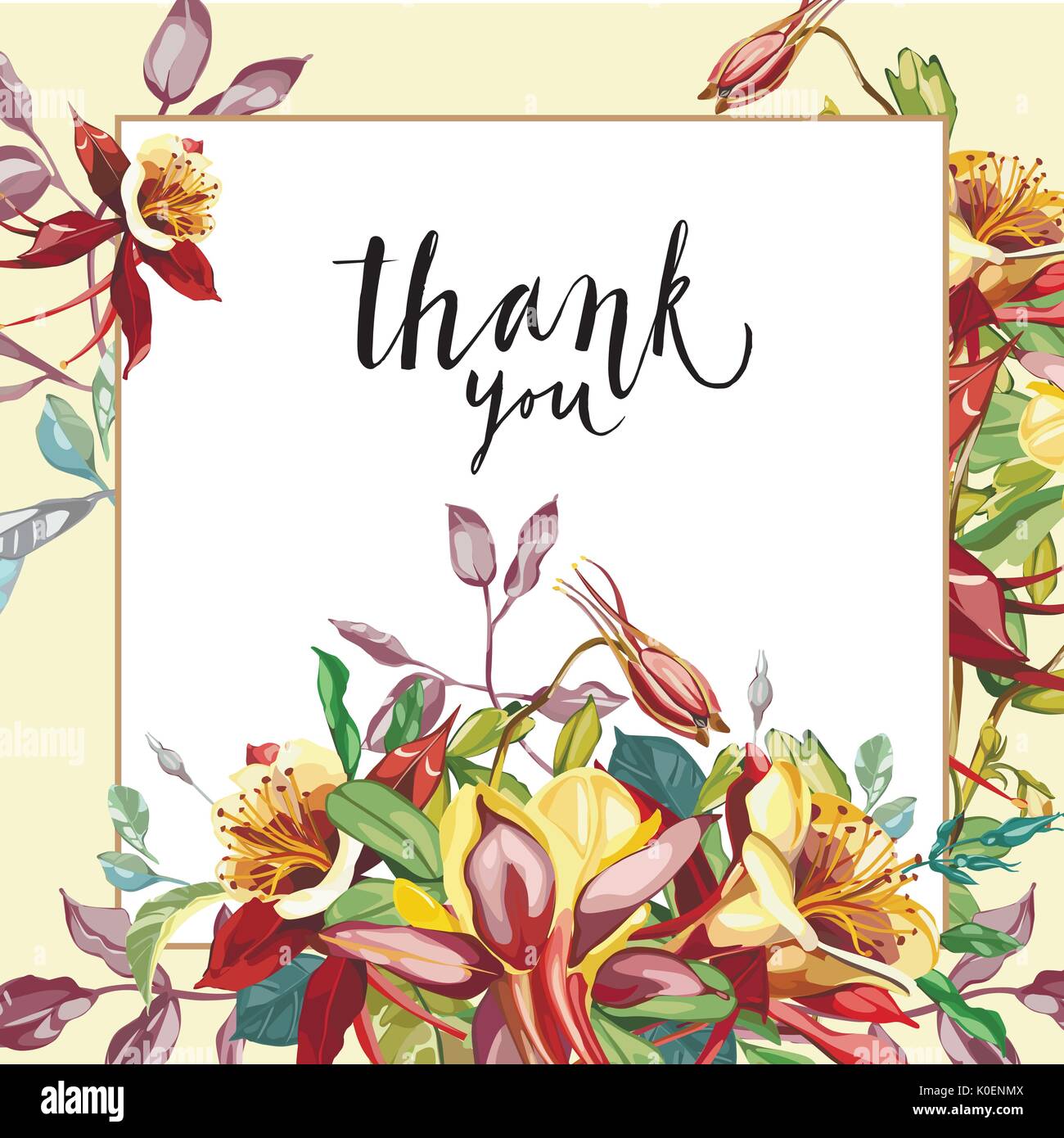 Floral frame with red flowers on light background. Greeting card design ...