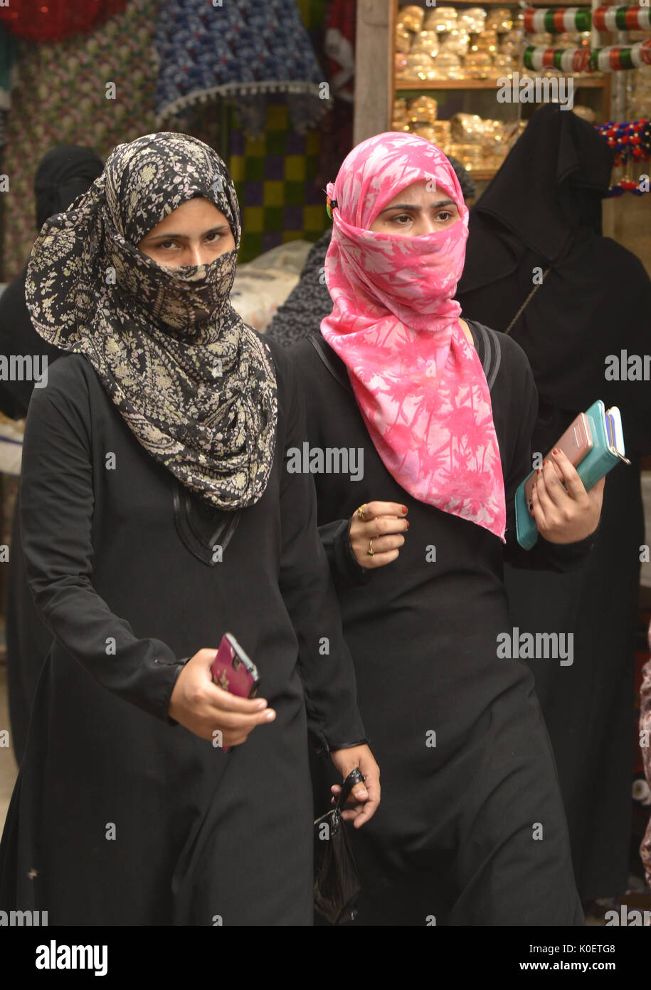 (170822) -- NEW DELHI, Aug. 22, 2017 (xinhua) -- Muslim women are seen on street near Jama Masjid, New Delhi, India, Aug. 22, 2017. India's Supreme Court on Tuesday banned the practice of Islamic instant divorce locally called Triple Talaq, after describing it as unconstitutional and 'un-Islamic.' (Xinhua/Stringer) Stock Photo