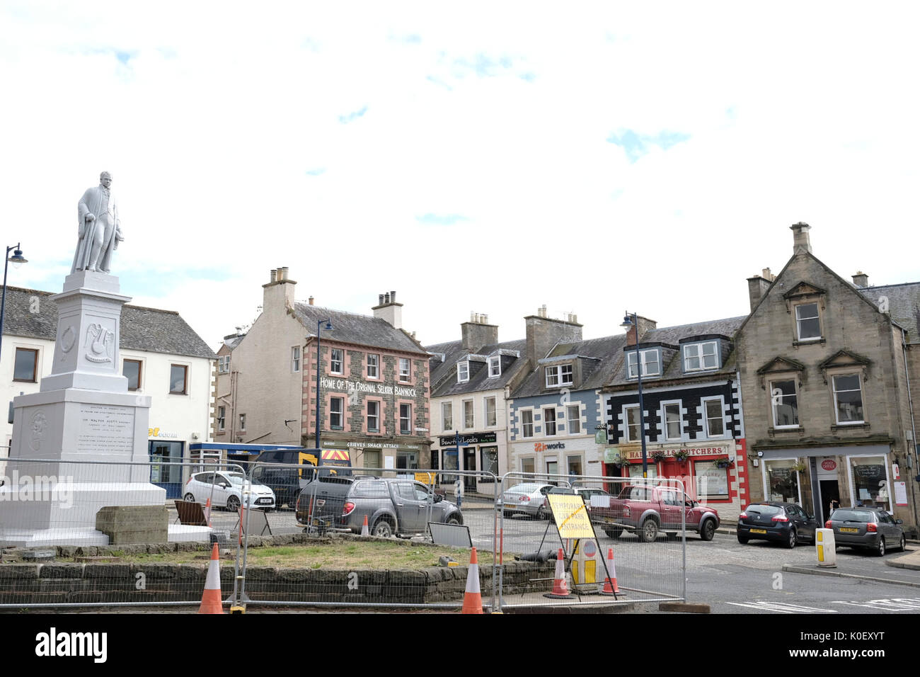 Market Place, Selkirk, UK. 22nd Aug, 2017. Selkirk Streetscape Stock